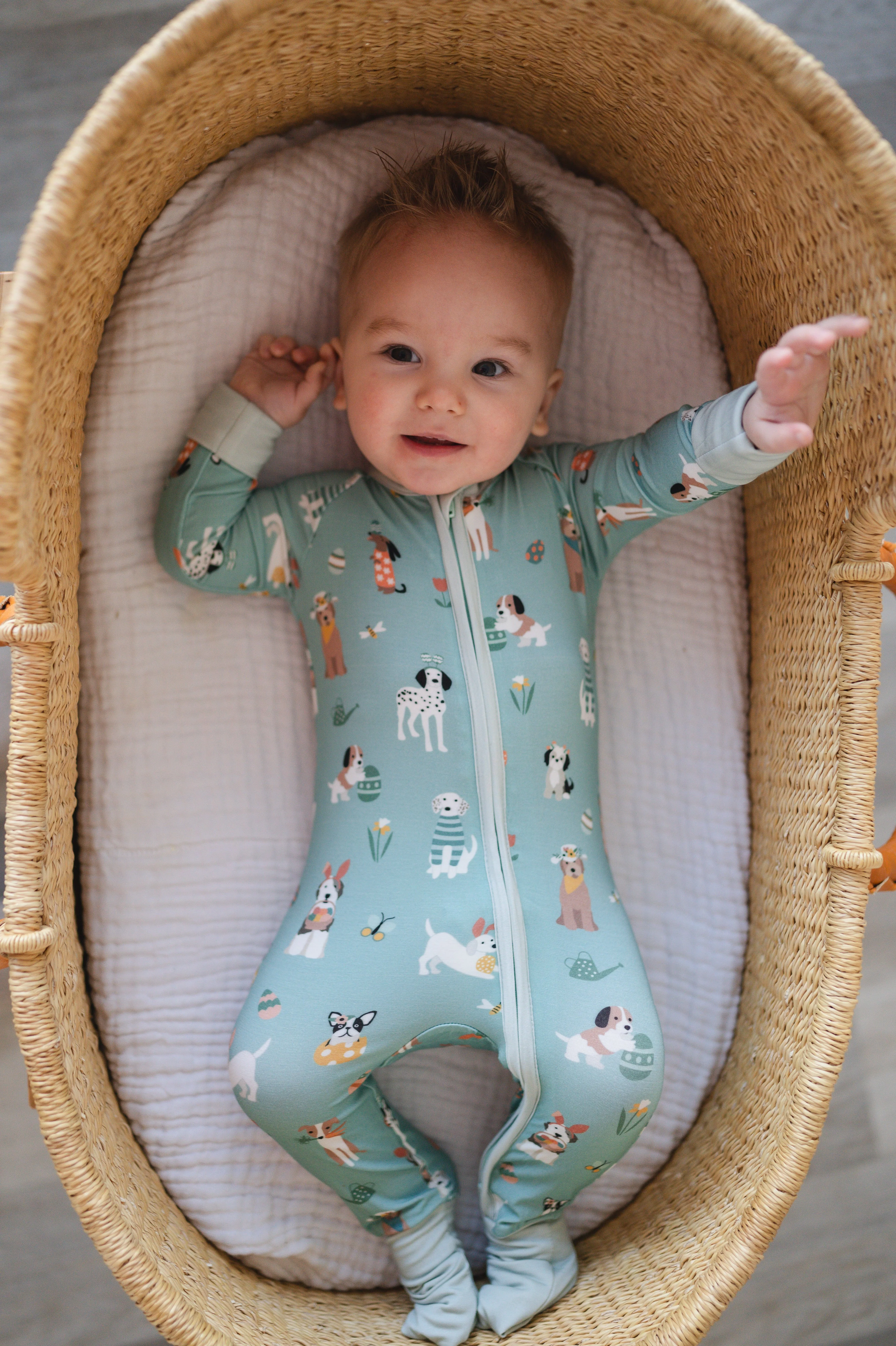 Puppy Egg Hunt (Convertible Zip Footies) - Aquamarine - Image 4