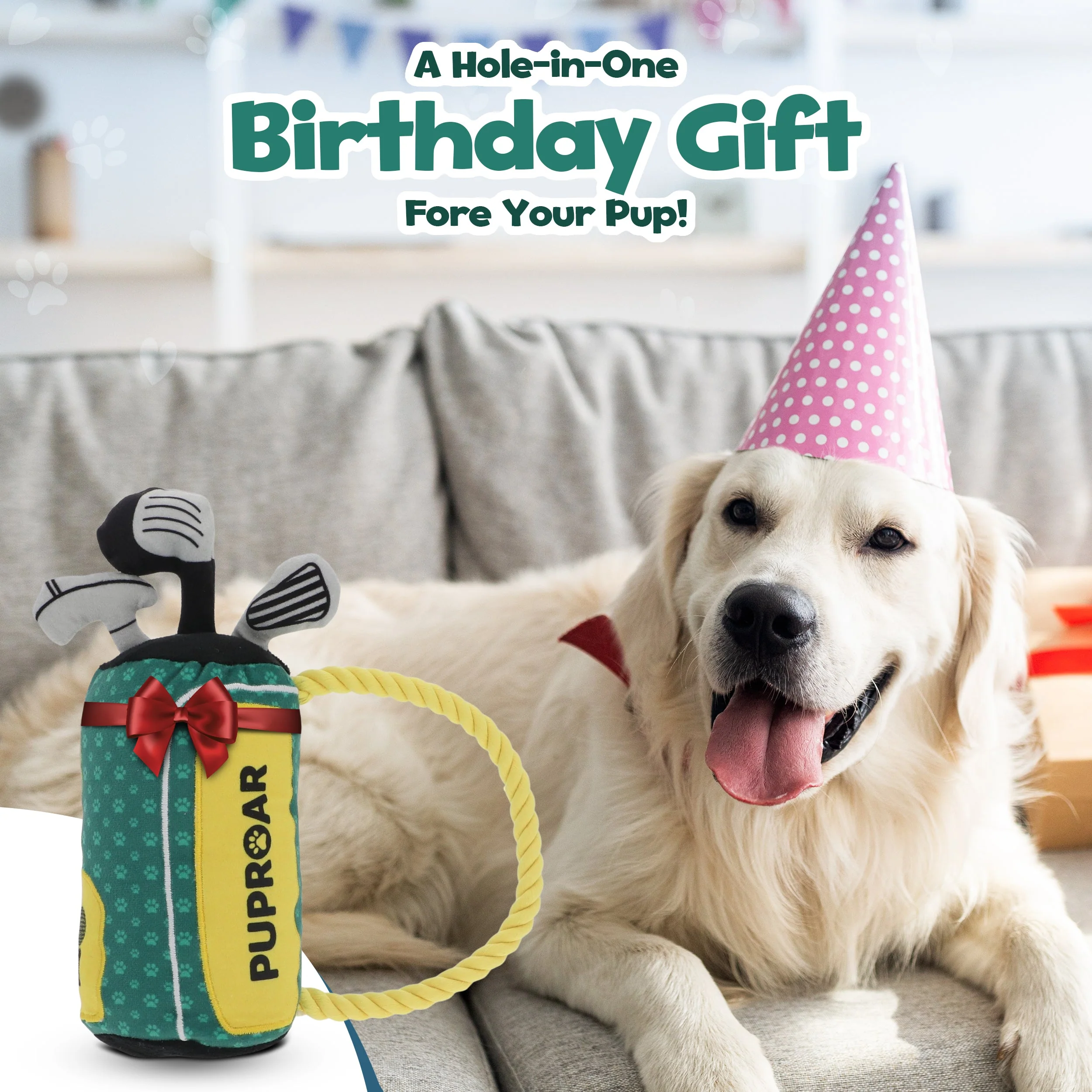 PUPROAR Golf Dog Toy- Squeaky and Crinkle and Squeaky Dog Toy- Ideal Birthday Dog Toy - Image 3
