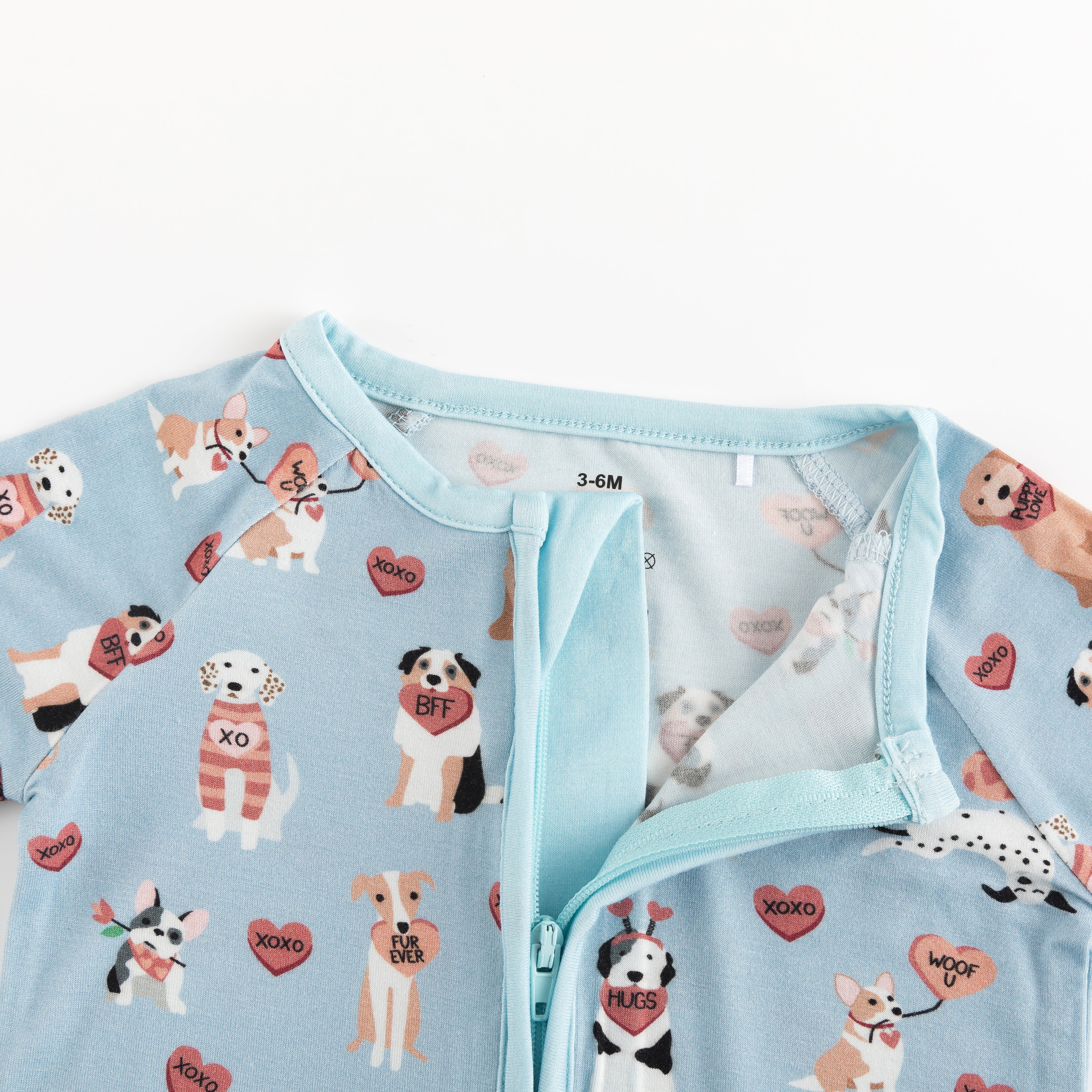 Pups & Kisses (Convertible Zip Footies) - Blue - Image 3