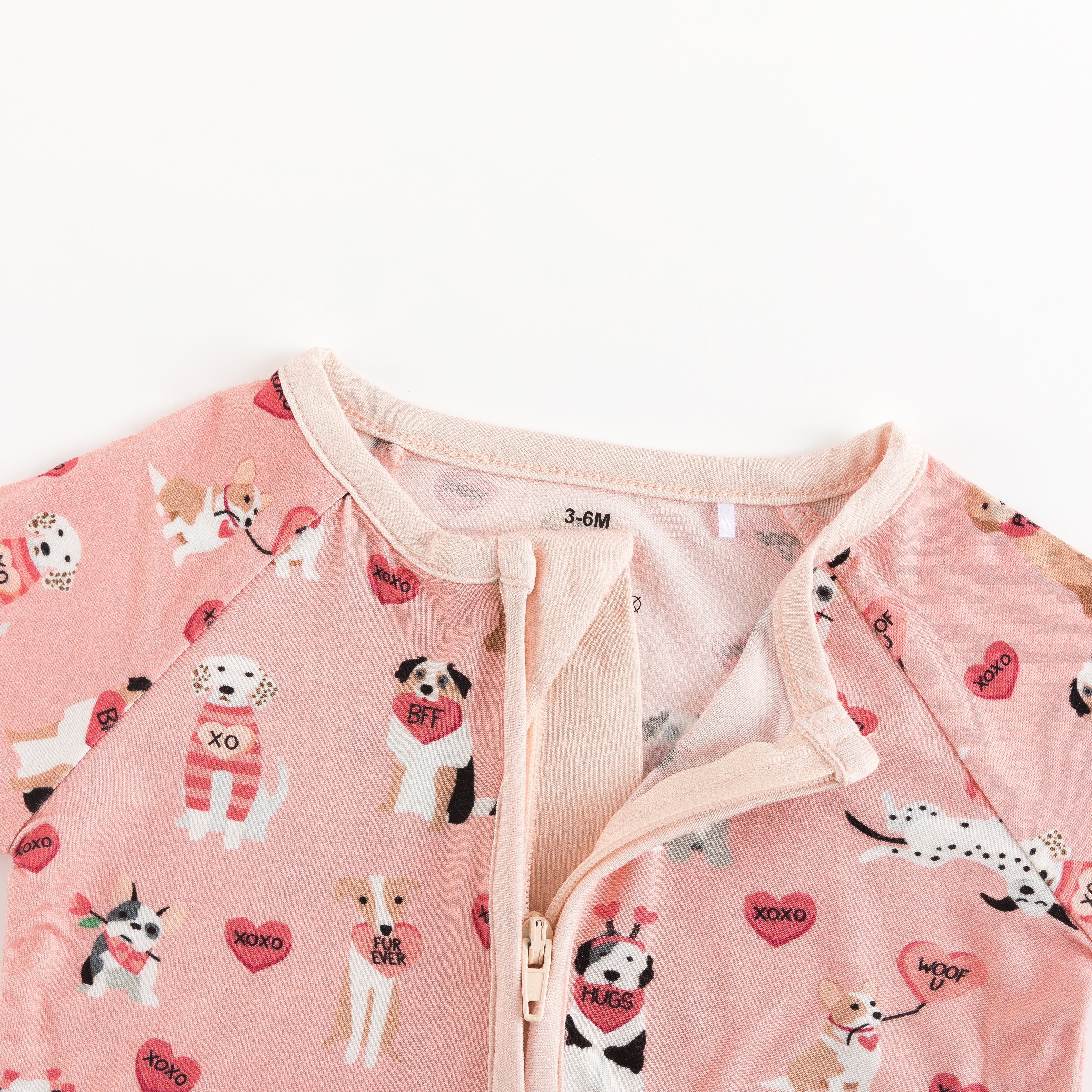 Pups & Kisses (Convertible Zip Footies) - Pink - Image 2