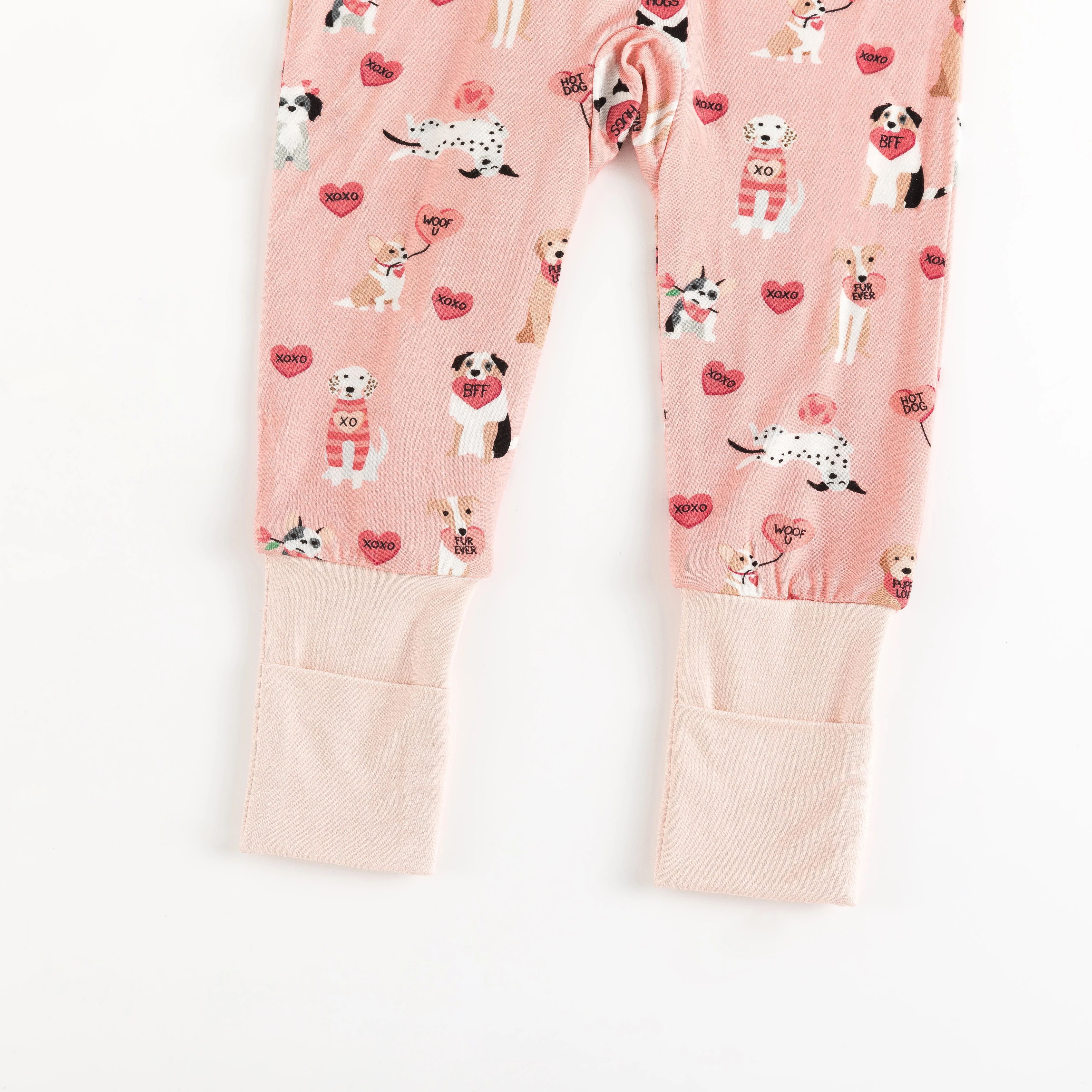 Pups & Kisses (Convertible Zip Footies) - Pink - Image 4