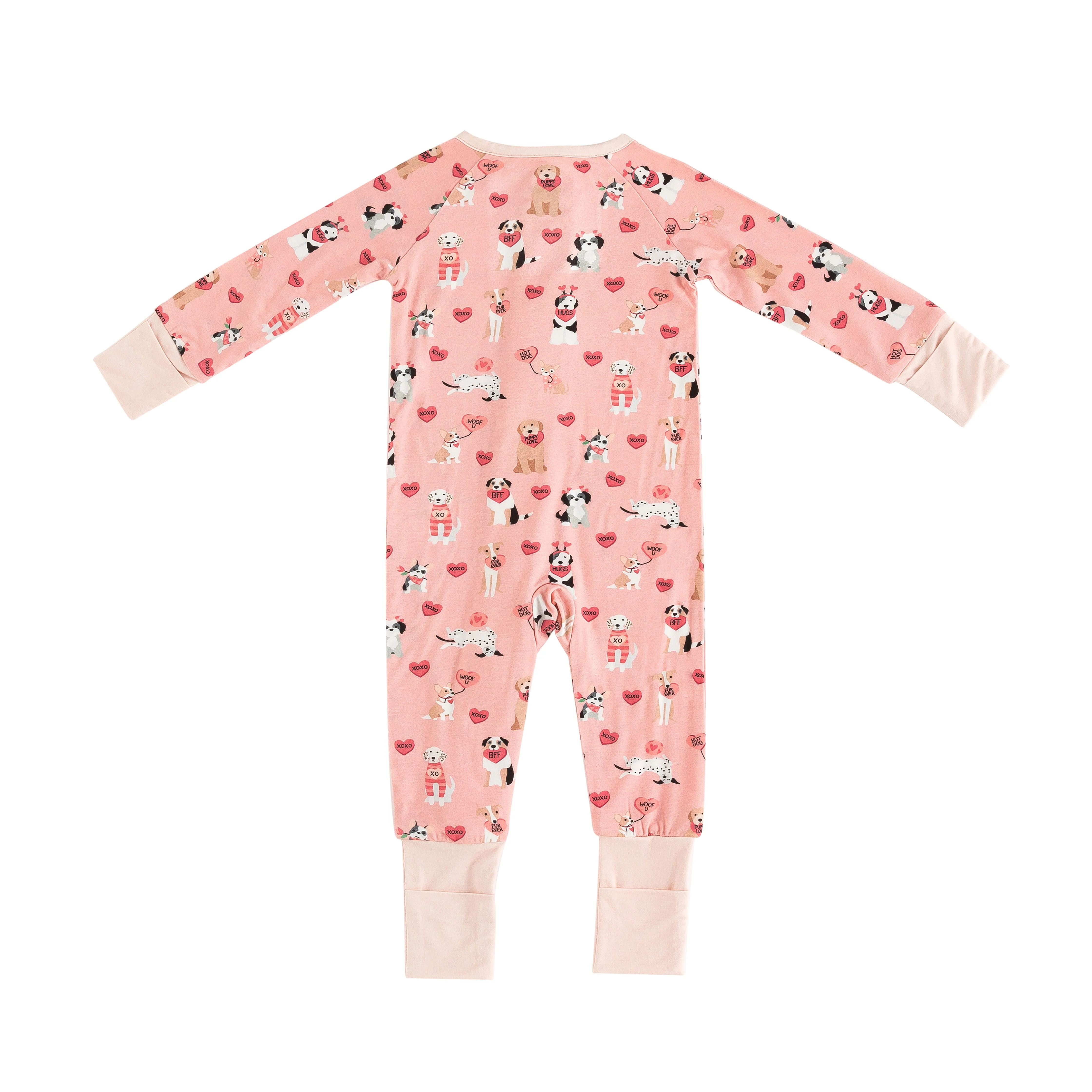 Pups & Kisses (Convertible Zip Footies) - Pink - Image 5