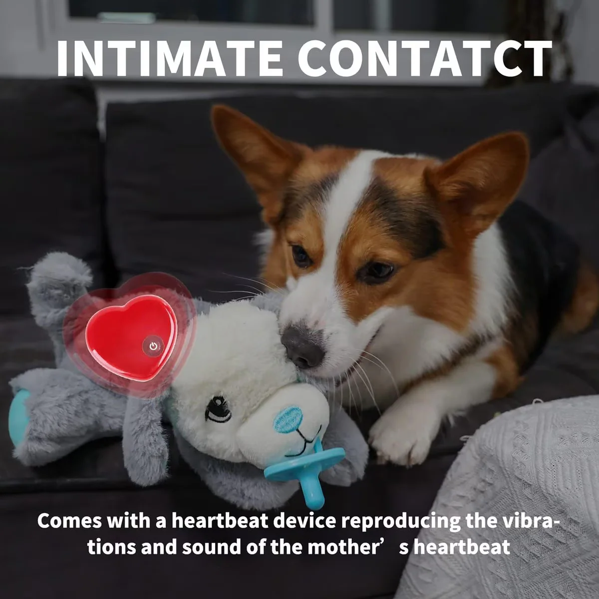 Pups - Puppy Soothing Heartbeat Warm Bear Comfort Dog Sleep Aid Plush Toy - Pacifier Buddy - Image 2