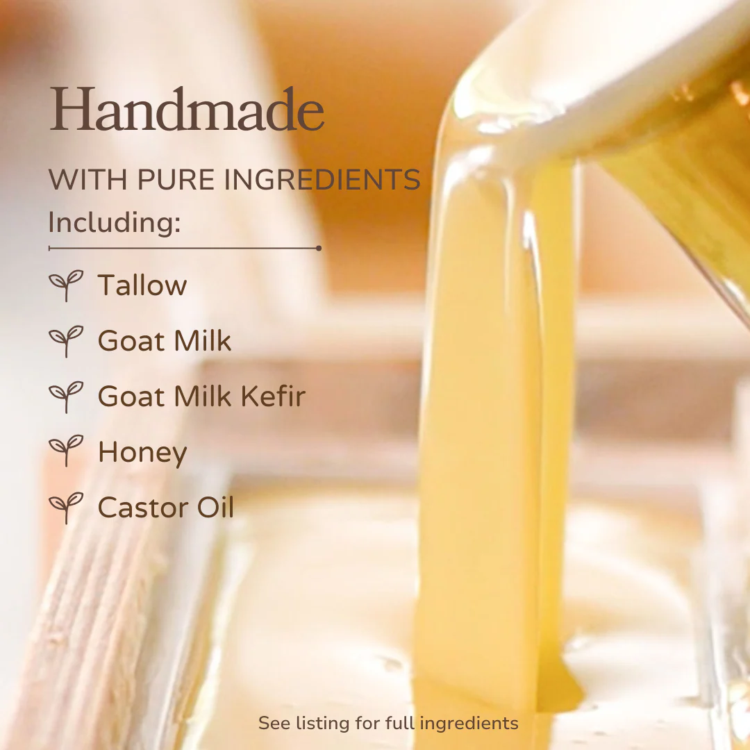Pure Tallow + Honey Fragrance Free Handmade Tallow and Goat Milk Soap Bar - Image 5