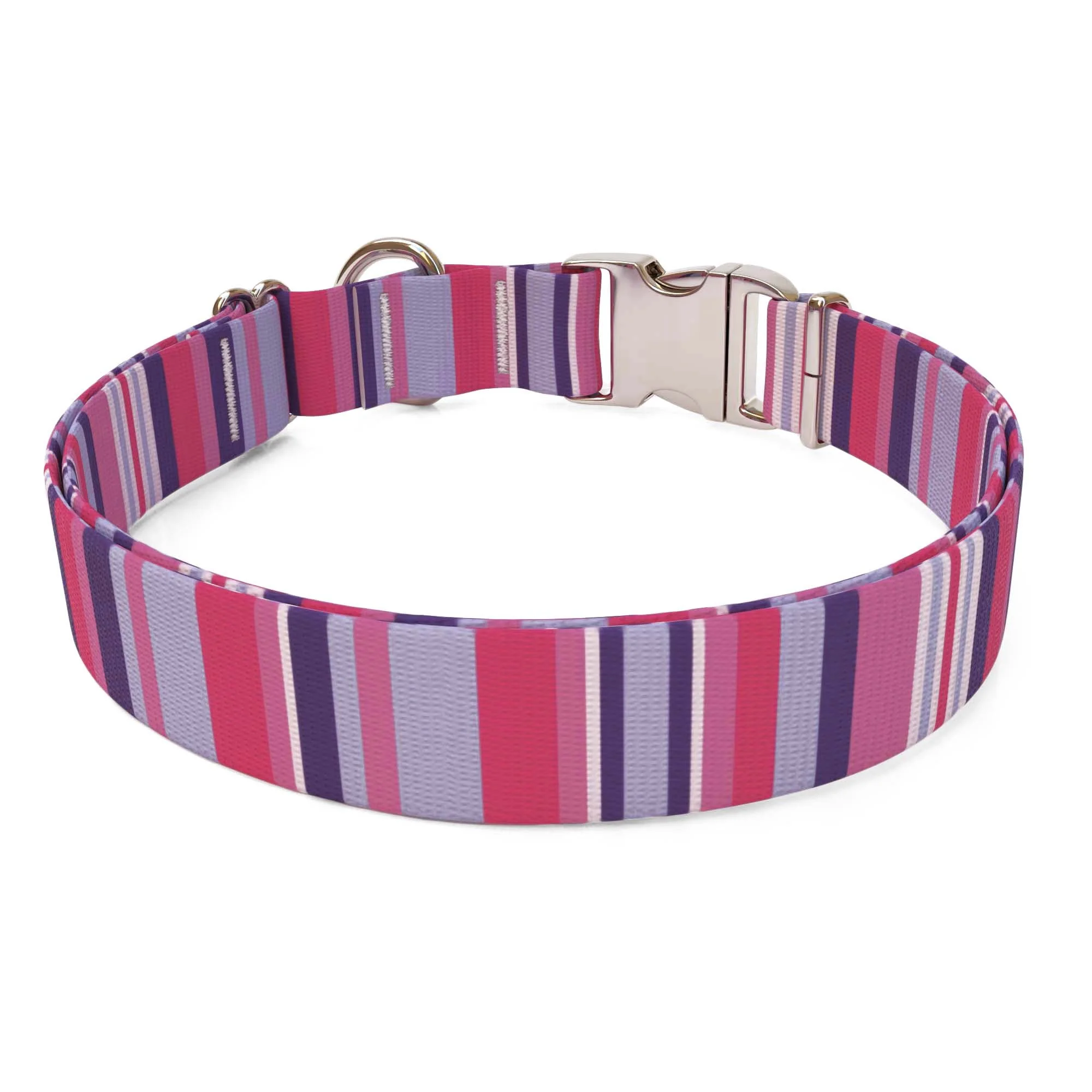 Purple and Pink Stripes Dog Collar - Image 2