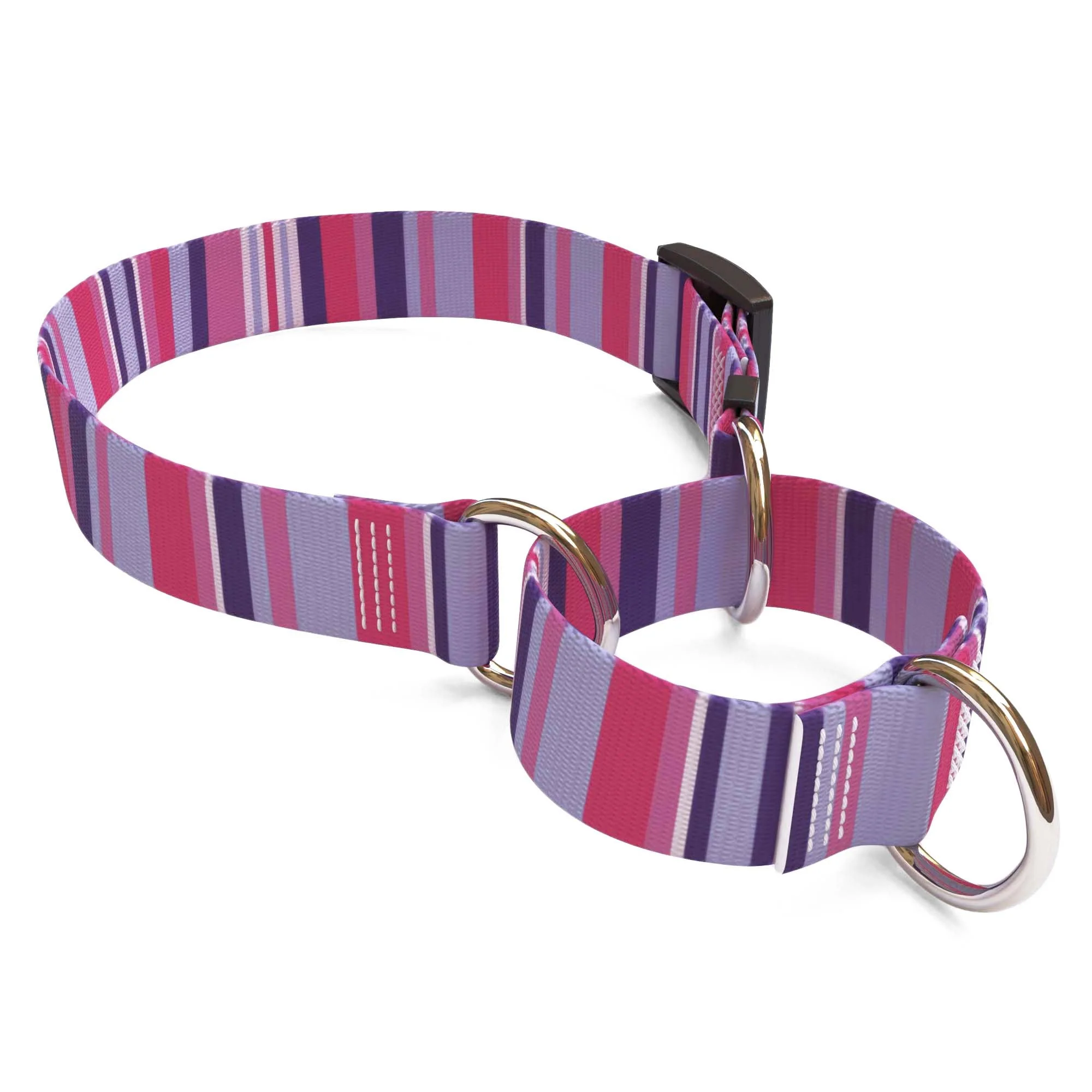 Purple and Pink Stripes Dog Collar - Image 3