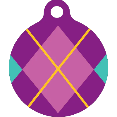 Purple Argyle Plaid HD Dog ID Tag - Image 3