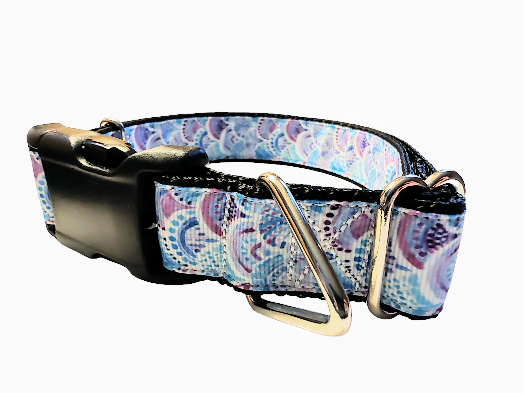 Purple / Blue Fish Mermaid Scales Nylon Dog Collar - Image 2