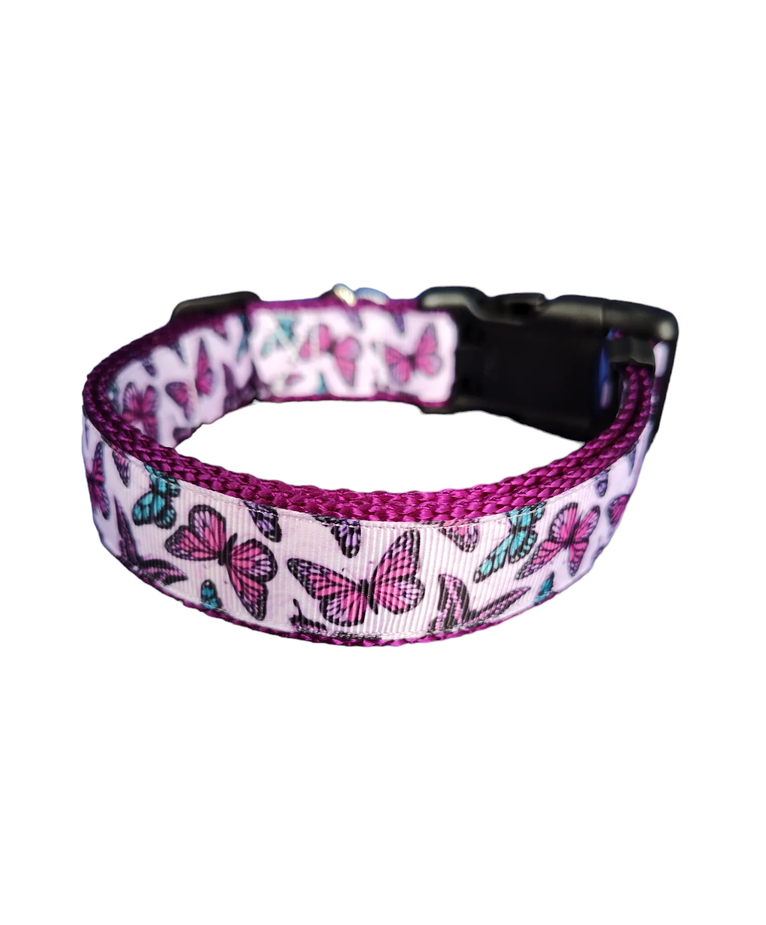 Purple Butterflies Purple Nylon Dog Collar MD, LG, XL, Leash - Image 2
