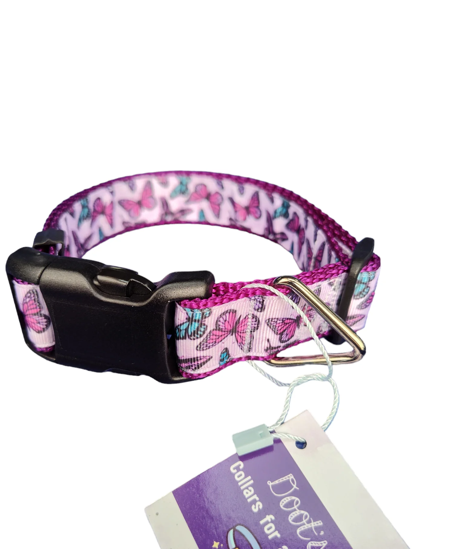 Purple Butterflies Purple Nylon Dog Collar MD, LG, XL, Leash - Image 4