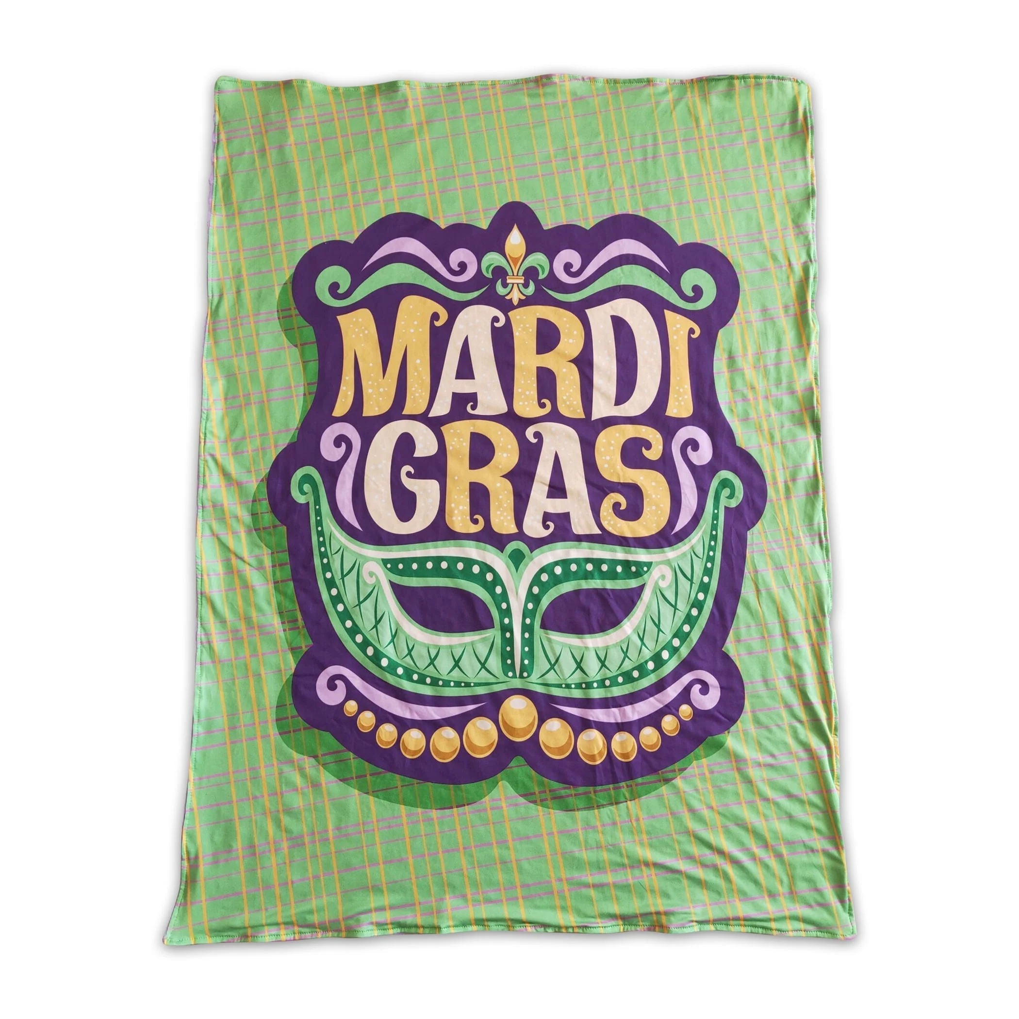 Purple minky polka dots Mardi Gras blankets - Image 2