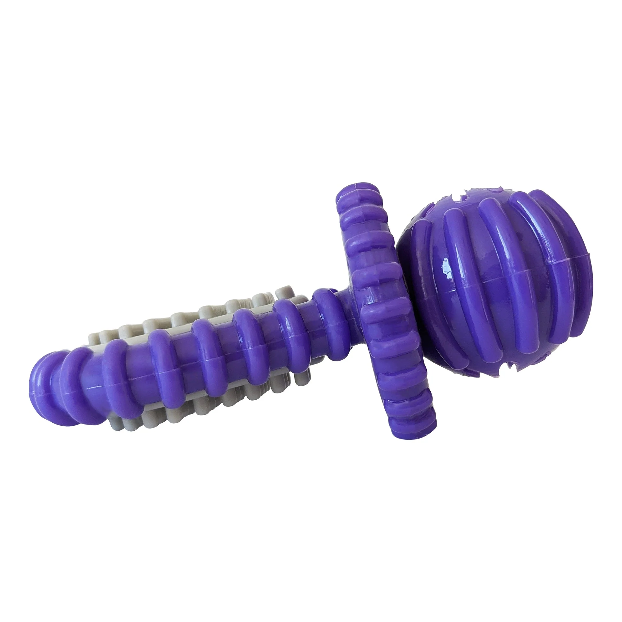 Purple Rubber Dental Pacifier Dog Toy – Ridges, Treat Hole & Durable Design - Image 2