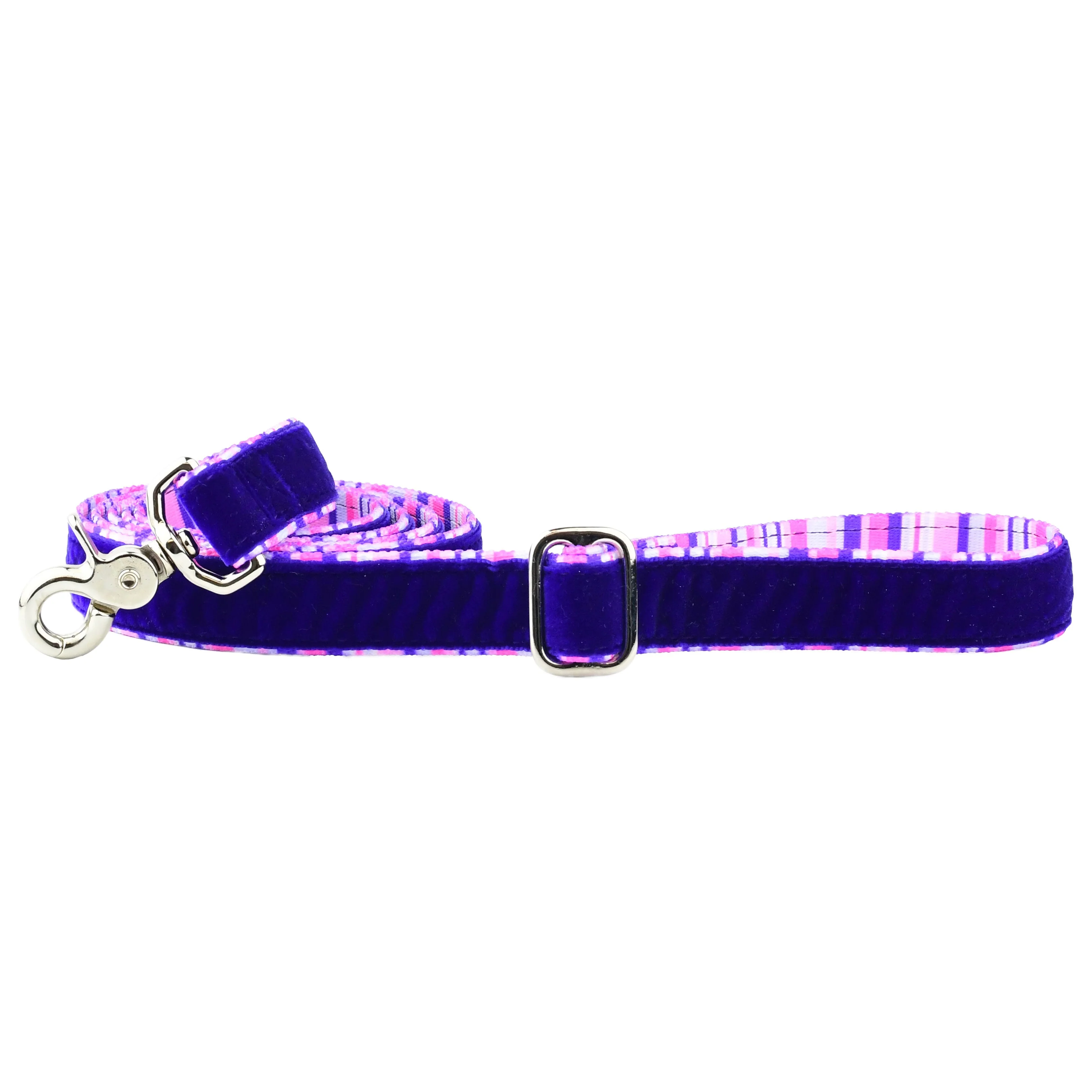 Purple Stripes Velvet Essential Dog Collar (1″ Only) - Image 3