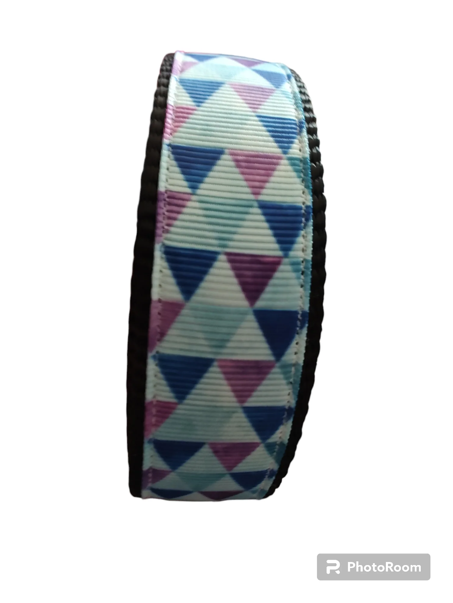 Purple Triangles Black Nylon Dog Collar MD, LG, XL, Leash - Image 4