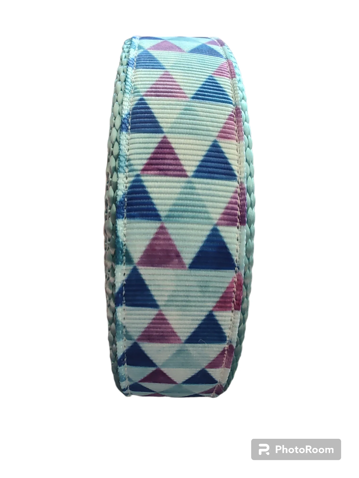 Purple Triangles Light Blue Nylon Dog Collar MD, LG, XL, Leash - Image 3
