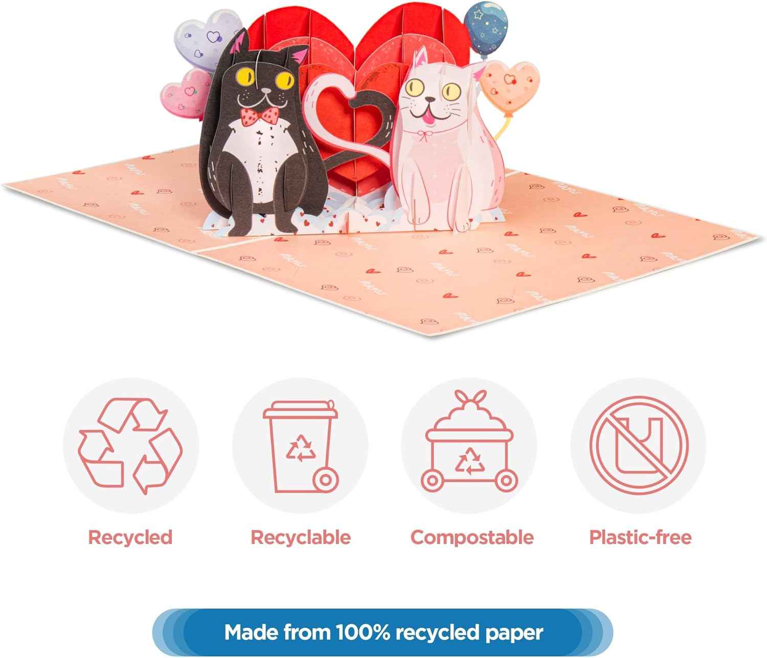 Purrfect Love Frndly Pop Up Card - 8"x6" - Image 5