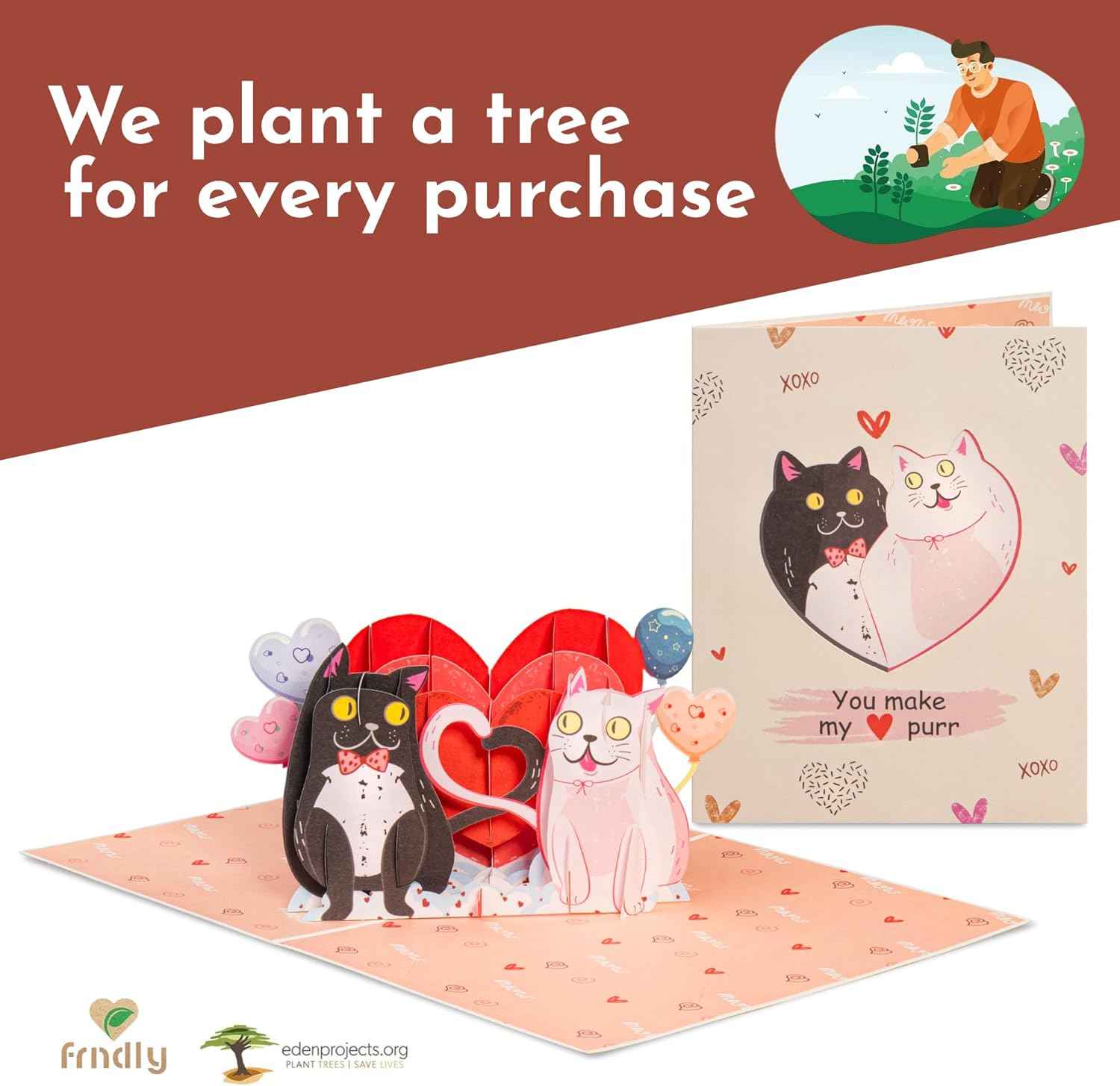 Purrfect Love Frndly Pop Up Card - 8"x6" - Image 6