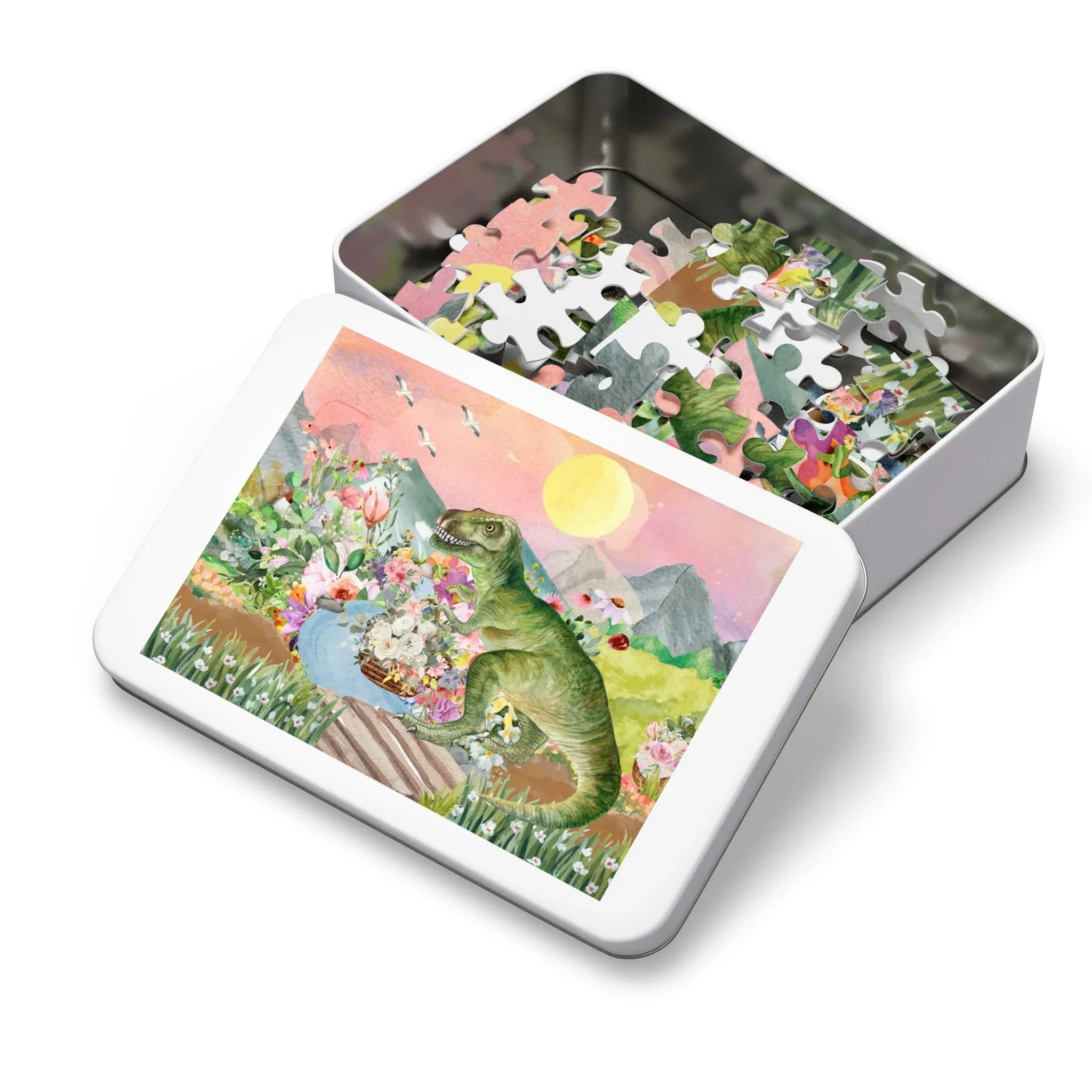 Puzzle of Dinosaur with Flowers - Image 3