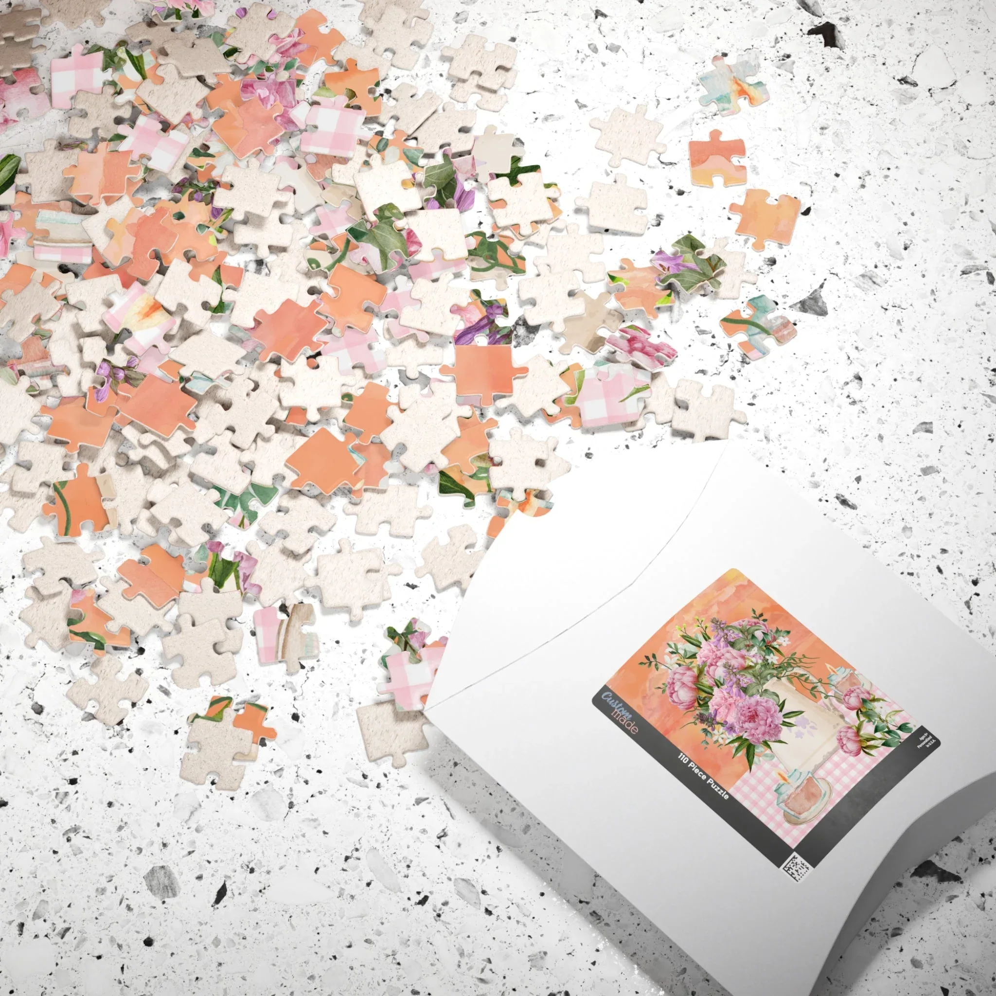 Puzzle: Pink Flowers and Orange Sunset - Image 4
