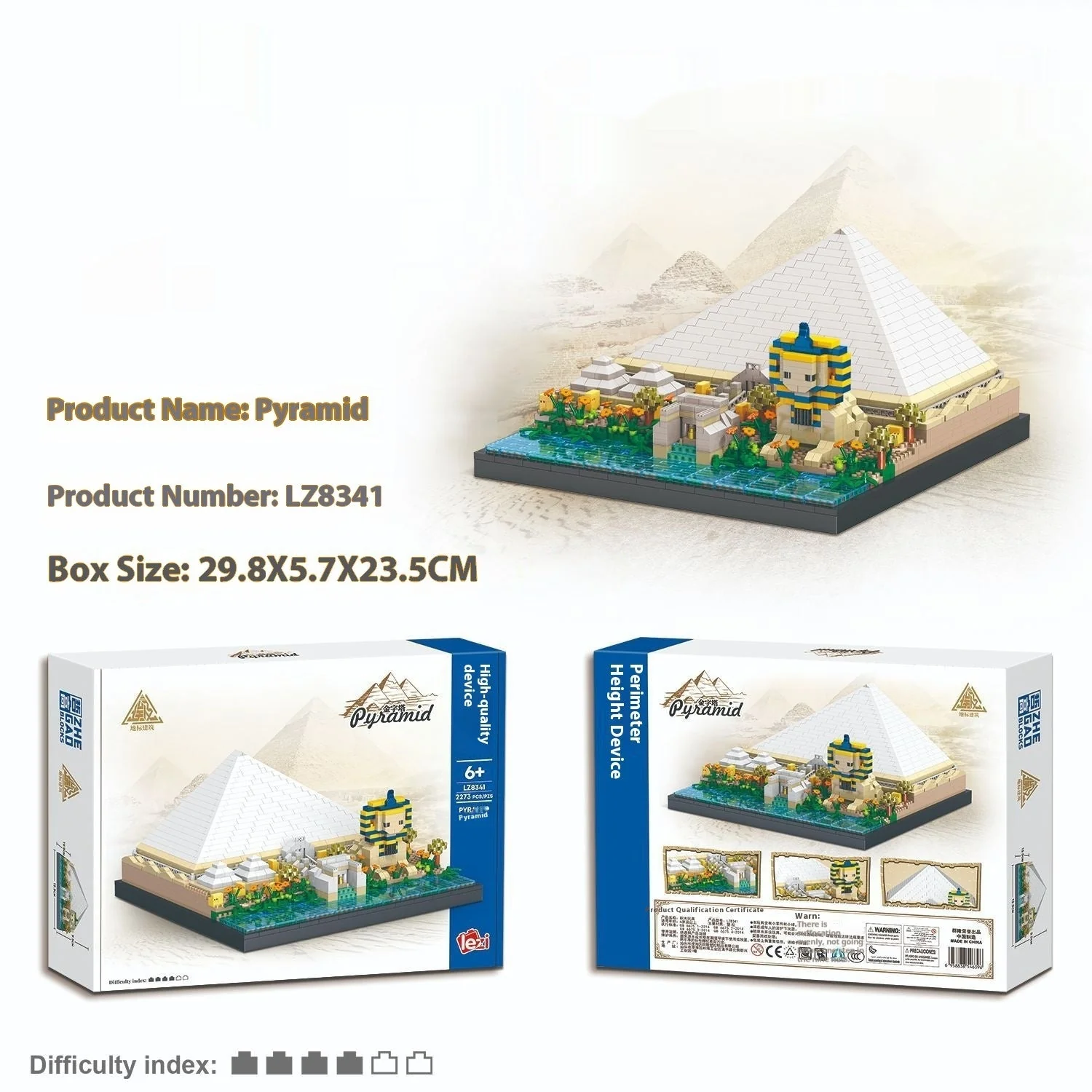 Pyramid Ancient Architecture Model Micro Diamond Particle Building Blocks High Difficulty Assembly - Image 5