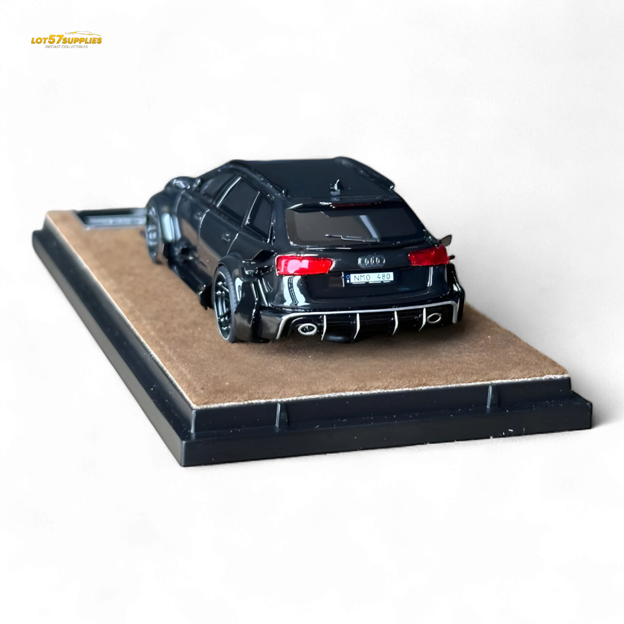 Qidian Model Audi RS6 Avant (C7) Wide-Body Modified Black 1:64 - Image 3