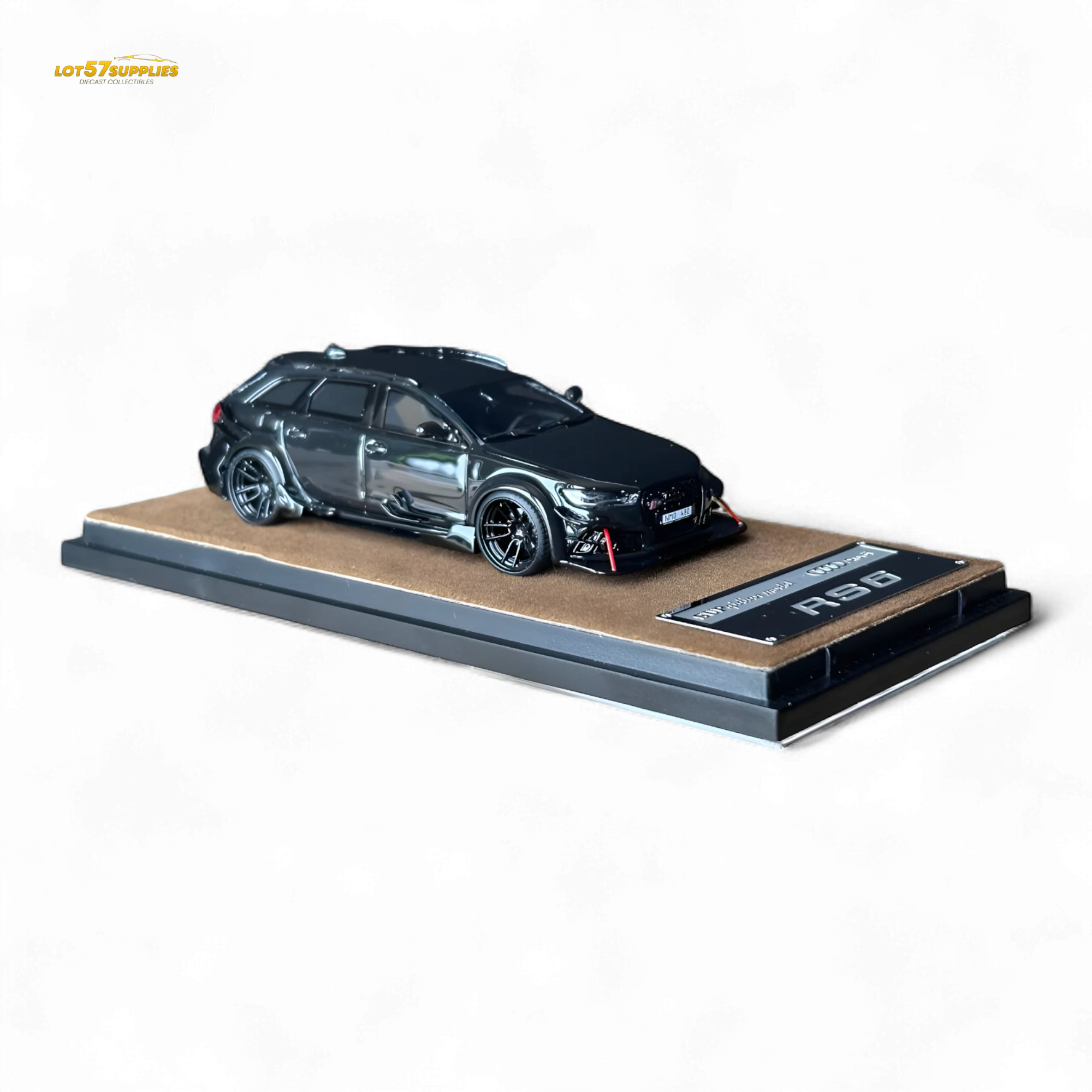 Qidian Model Audi RS6 Avant (C7) Wide-Body Modified Black 1:64 - Image 5