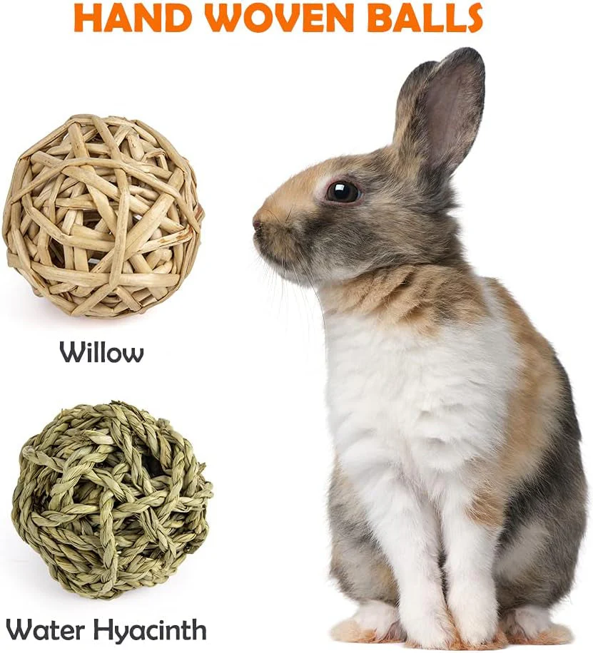 Rabbit Toys Bunny/Guinea Pig Toys Natural Timothy Hay Hamster Toys for Teeth Handmade Chews and Treats Apple Wood Sticks Chinchilla Rat - Image 3