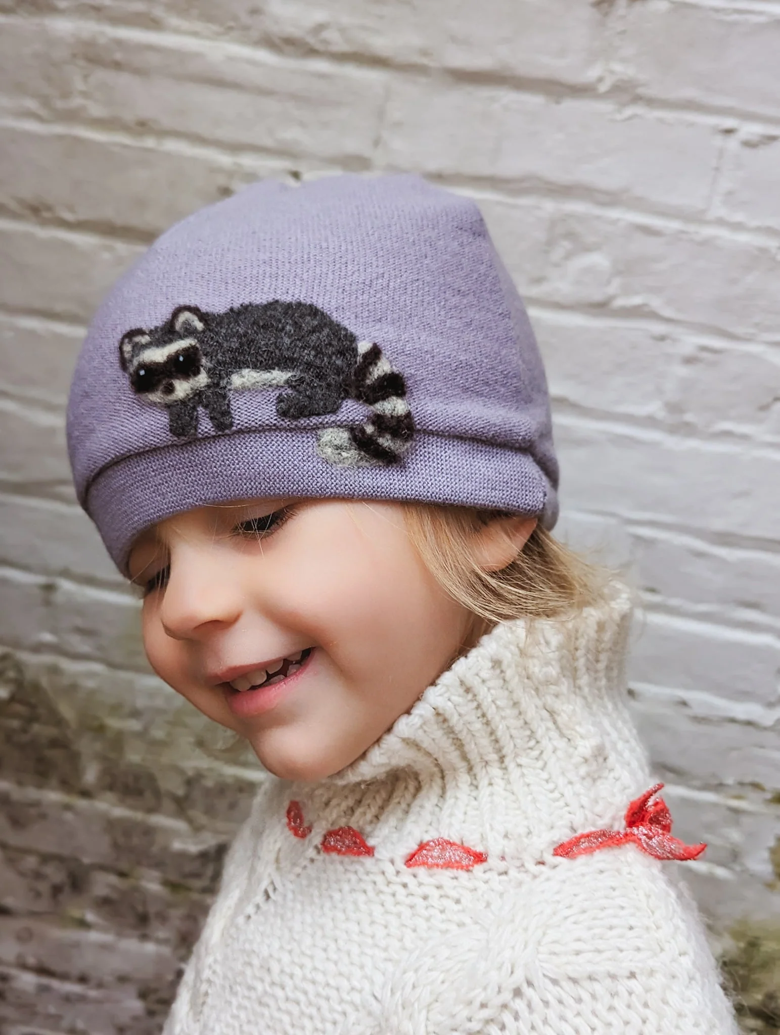Raccoon Cashmere Hat - Toddler - Image 3