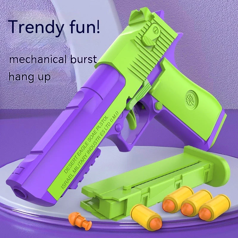 Radish Gun Toy Children's Desert Pistol Model Continuous Hair Throwing Shell Boy Toy - Image 6