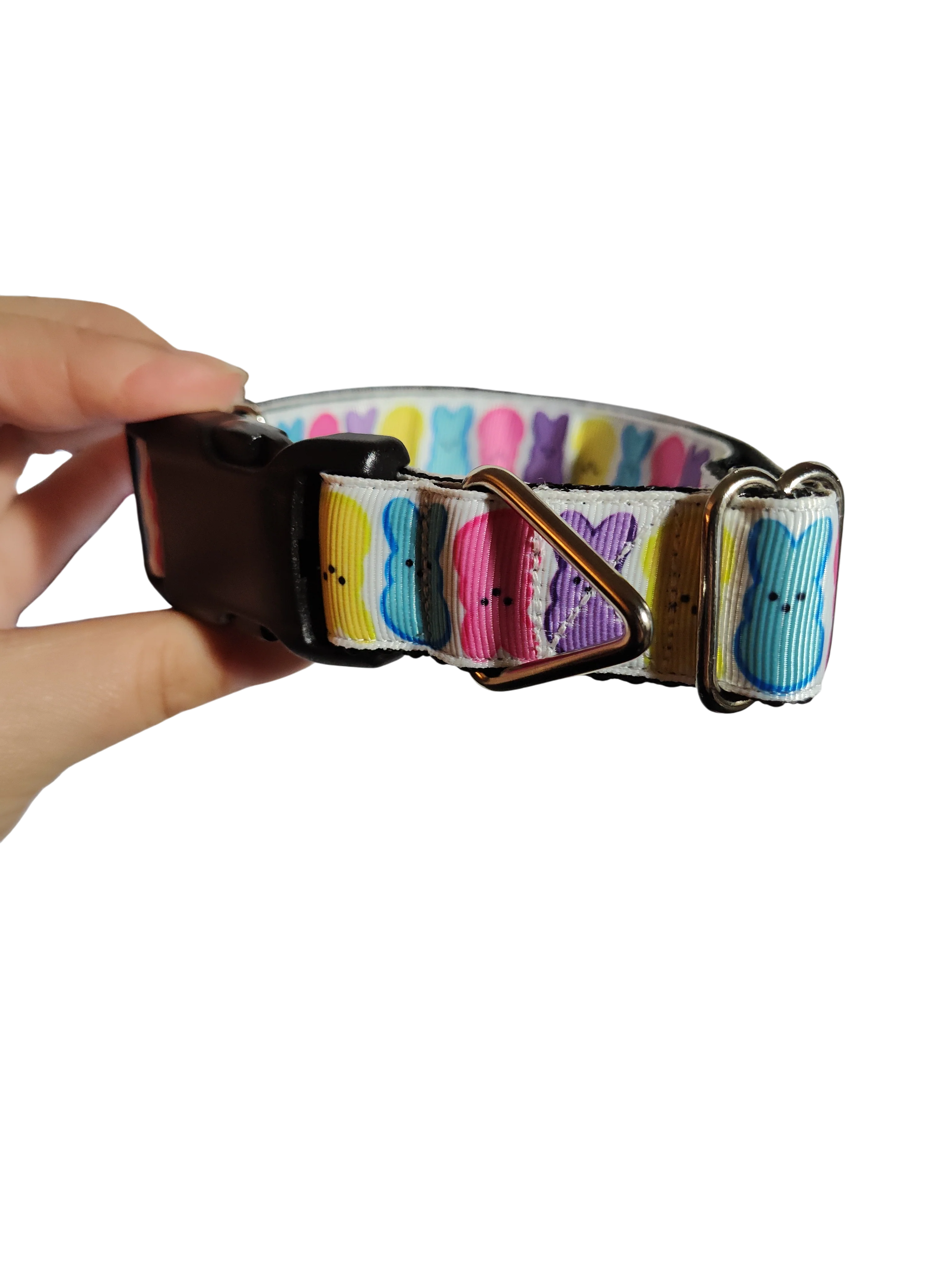 Rainbow Bunny Easter Nylon Dog Collar - Image 2