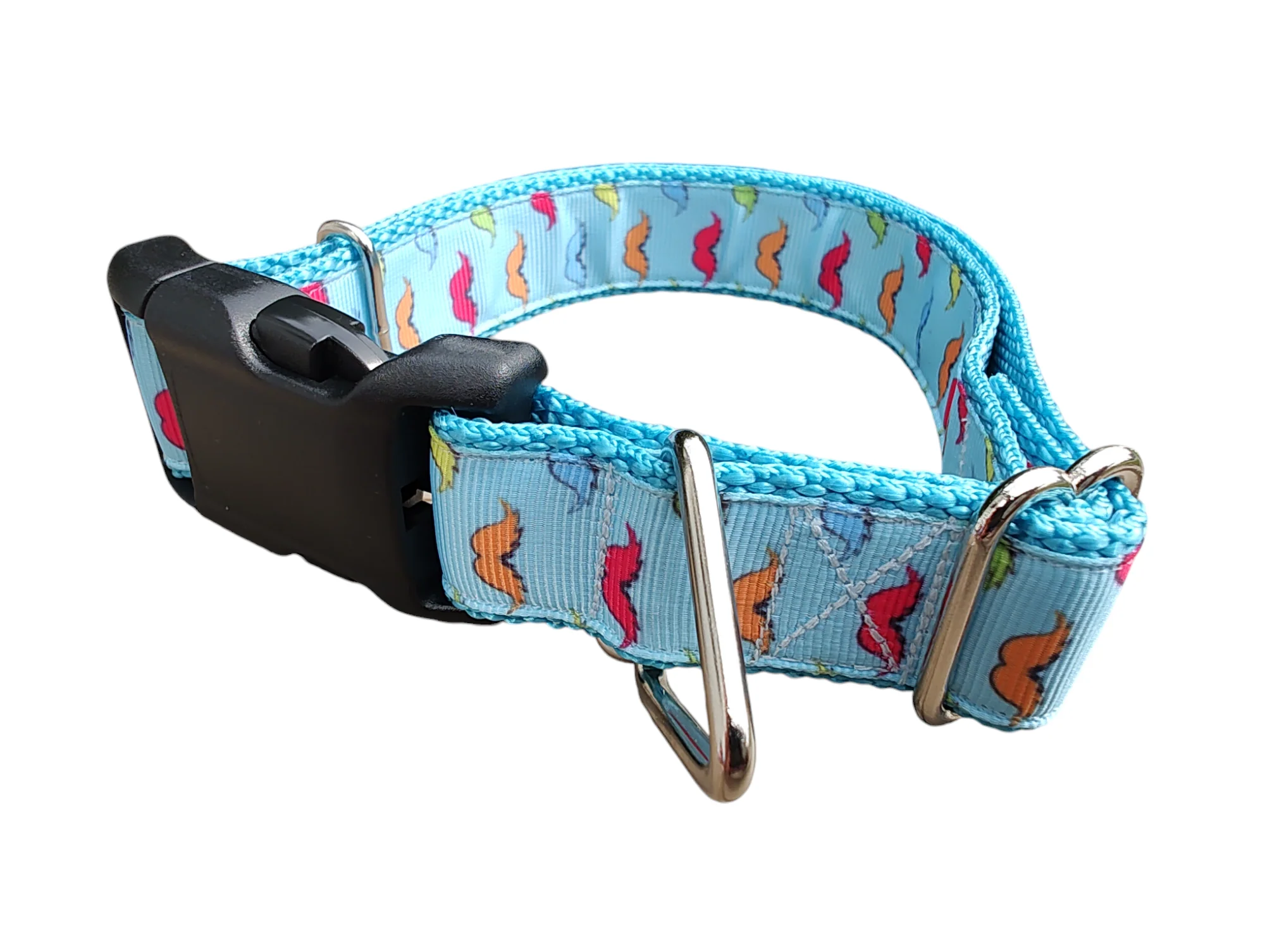 Rainbow Mustaches Nylon Dog Collar - Image 2