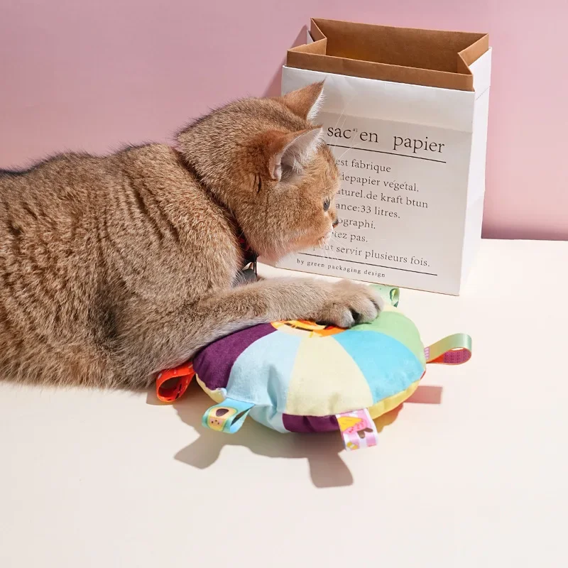 Rainbow Plush Flying Saucer Dog Toy – Interactive Chew & Training Disc - Image 4