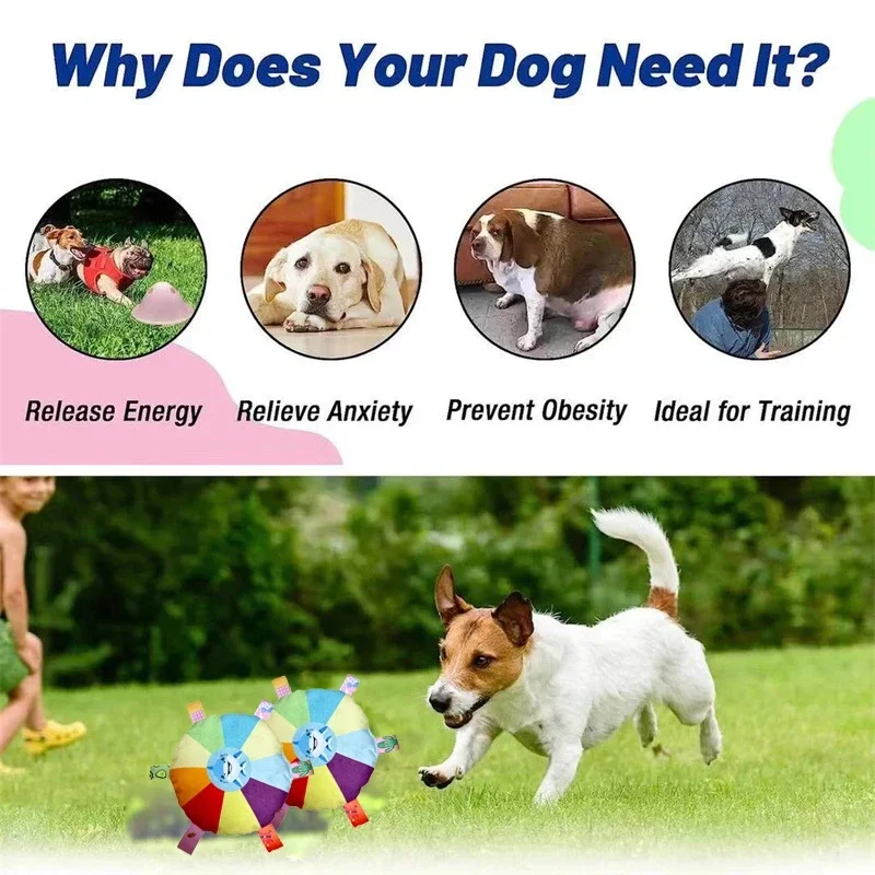 Rainbow Plush Flying Saucer Dog Toy – Interactive Chew & Training Disc - Image 5