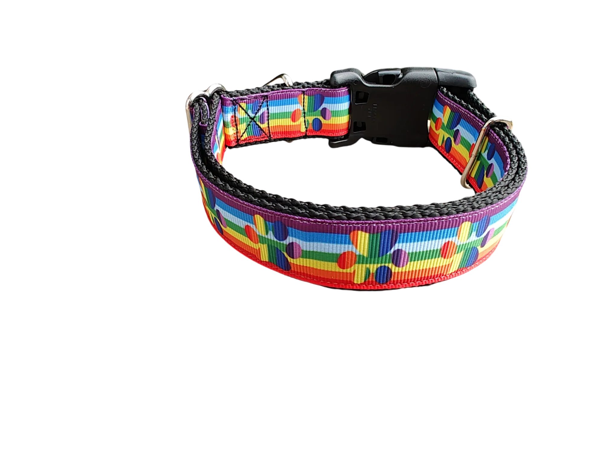 Rainbow Pride Paws Nylon Dog Collar - Image 2