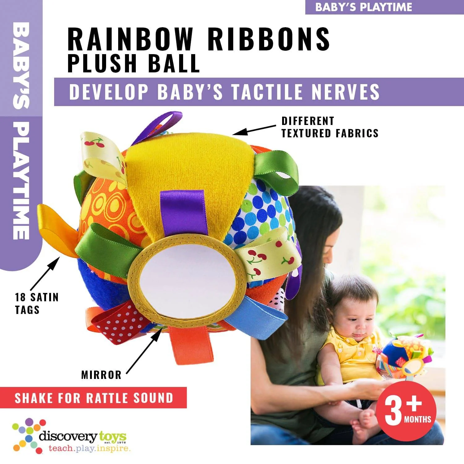 RAINBOW RIBBONS Plush Infant Sensory Toy - Image 2