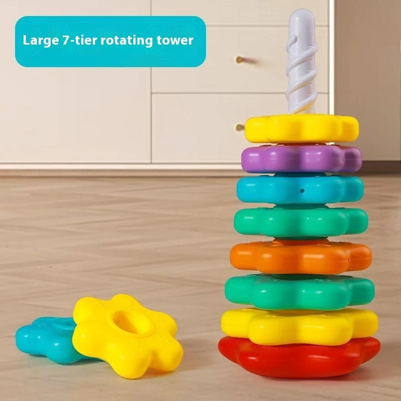 Rainbow Rotary Table Jenga Toy - Image 4