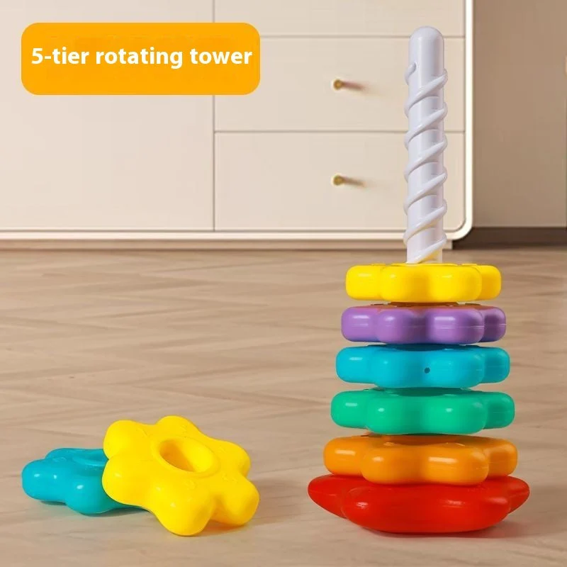 Rainbow Rotary Table Jenga Toy - Image 5