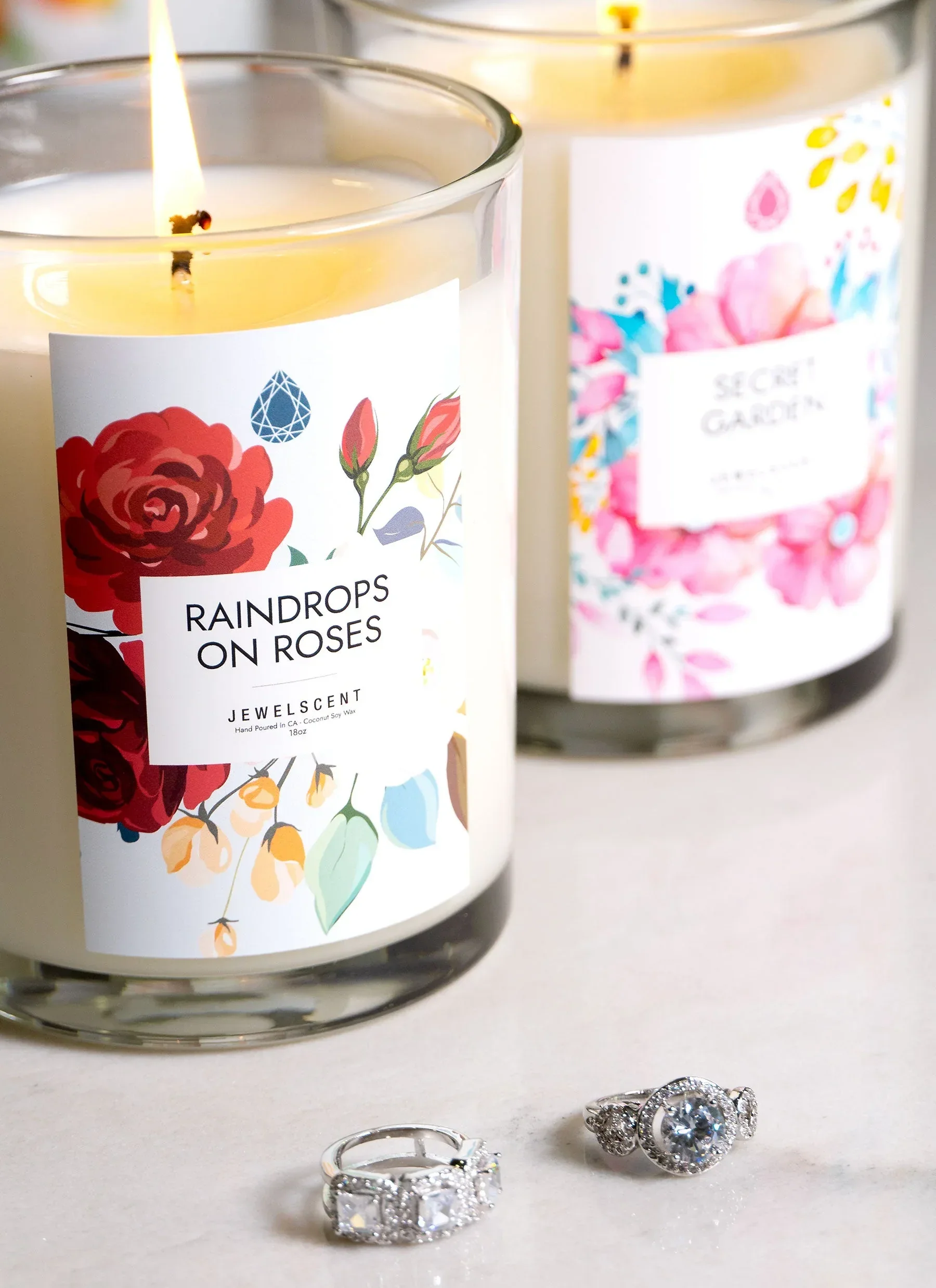 Raindrops on Roses 18oz Home Jewelry Candle - Image 4