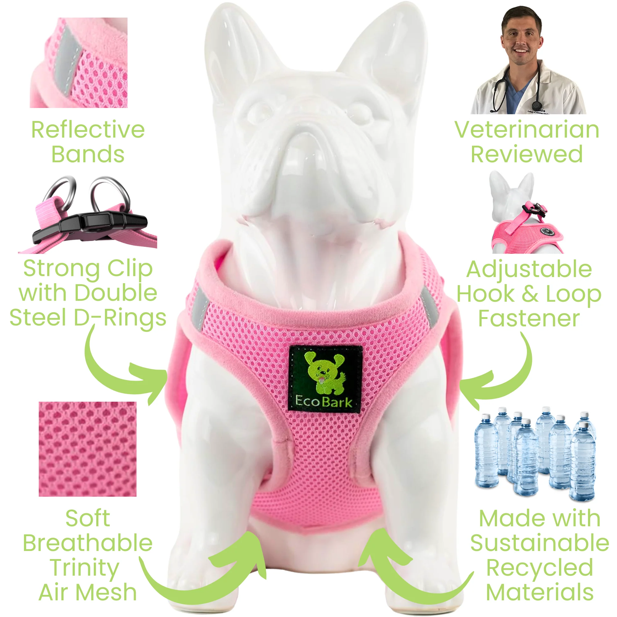 Rapid Fastener Step In Dog Harnesses - 30 Colors & Patterns / Baby Pink - Image 7