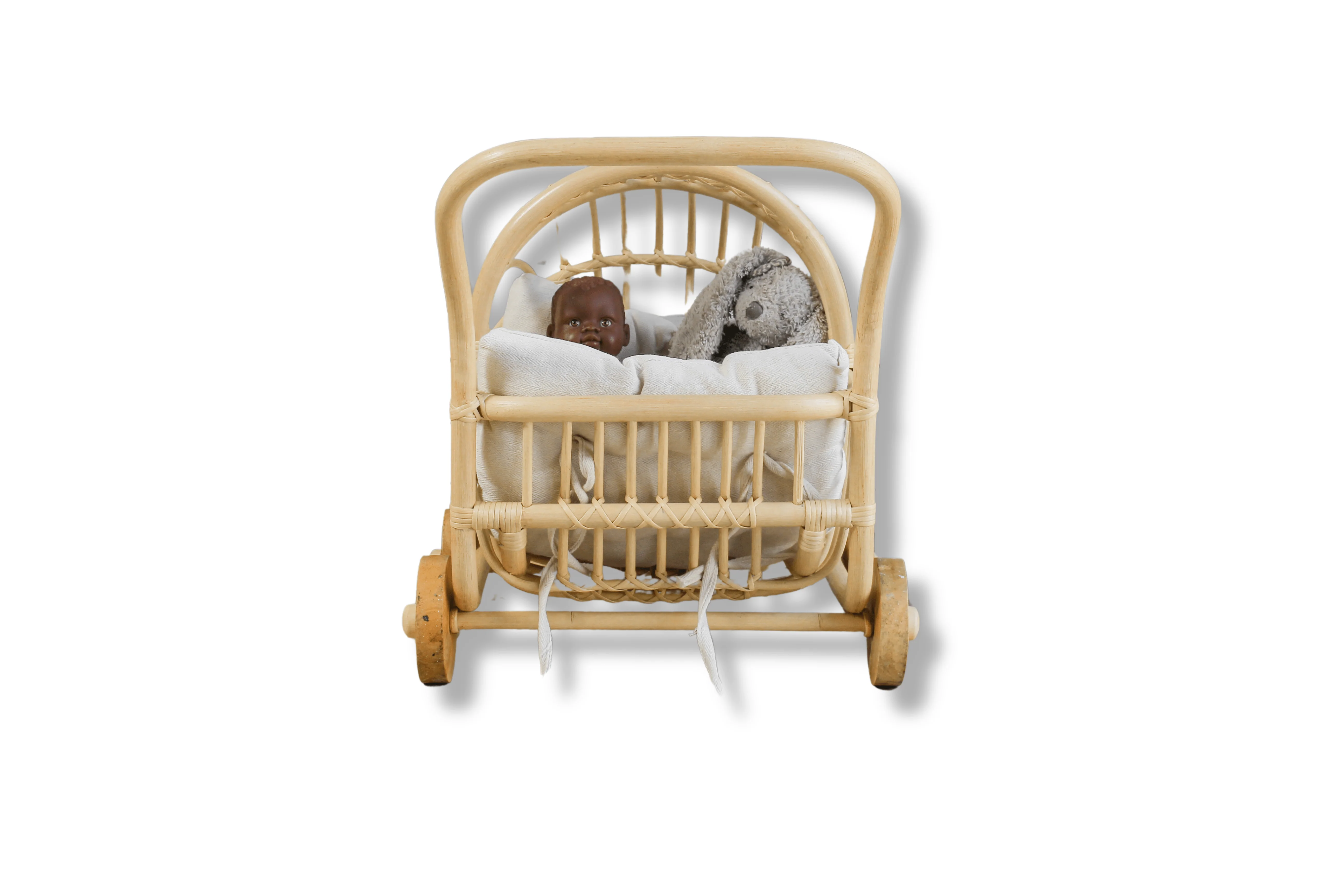 Rattan Doll Stroller – Handmade Boho Doll Pram for Imaginative Play - Image 2