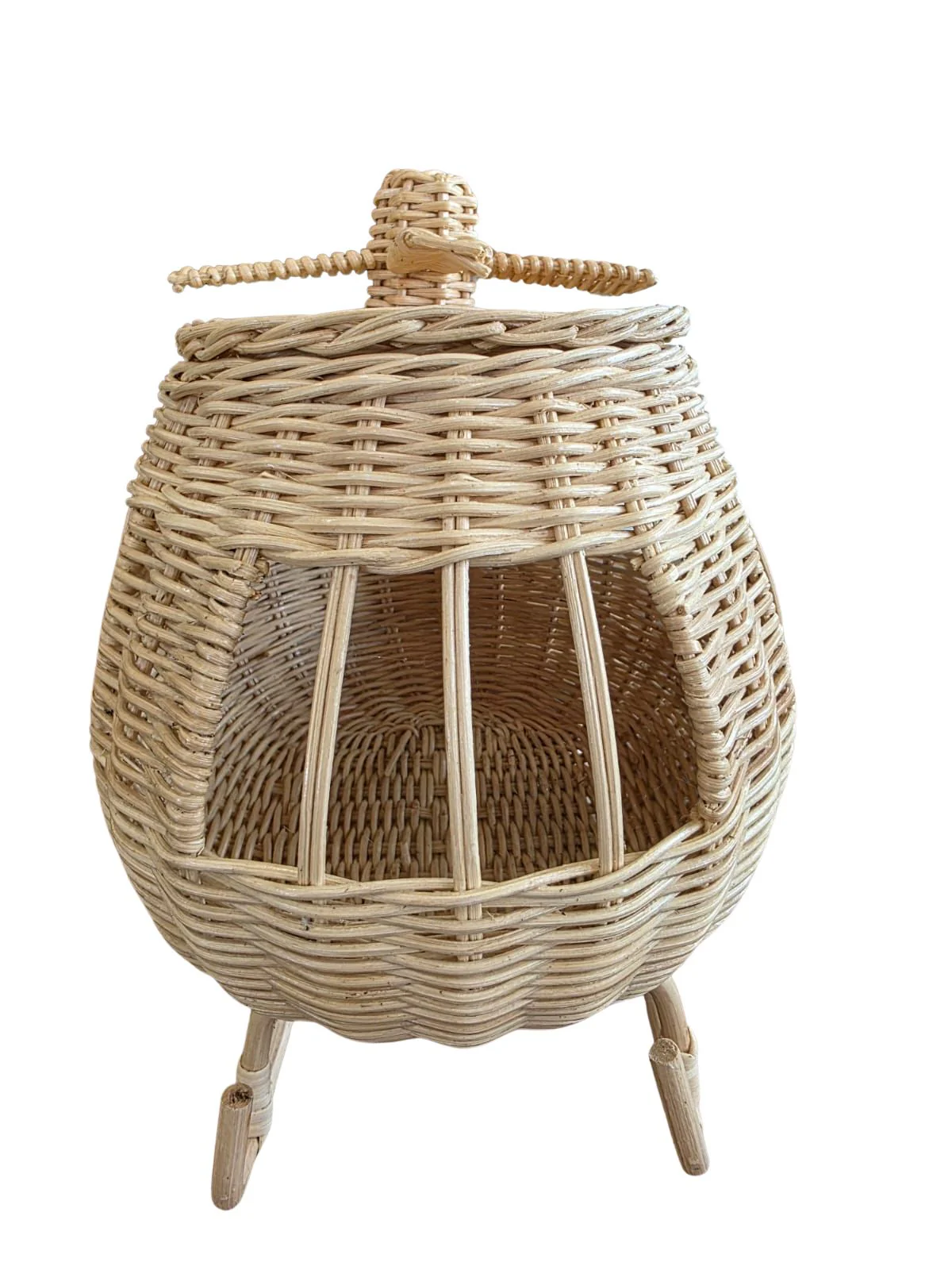 Rattan Toy Helicopter – Handcrafted Boho Pretend Play Toy for Kids | Montessori Airplane Nursery Decor - Image 3