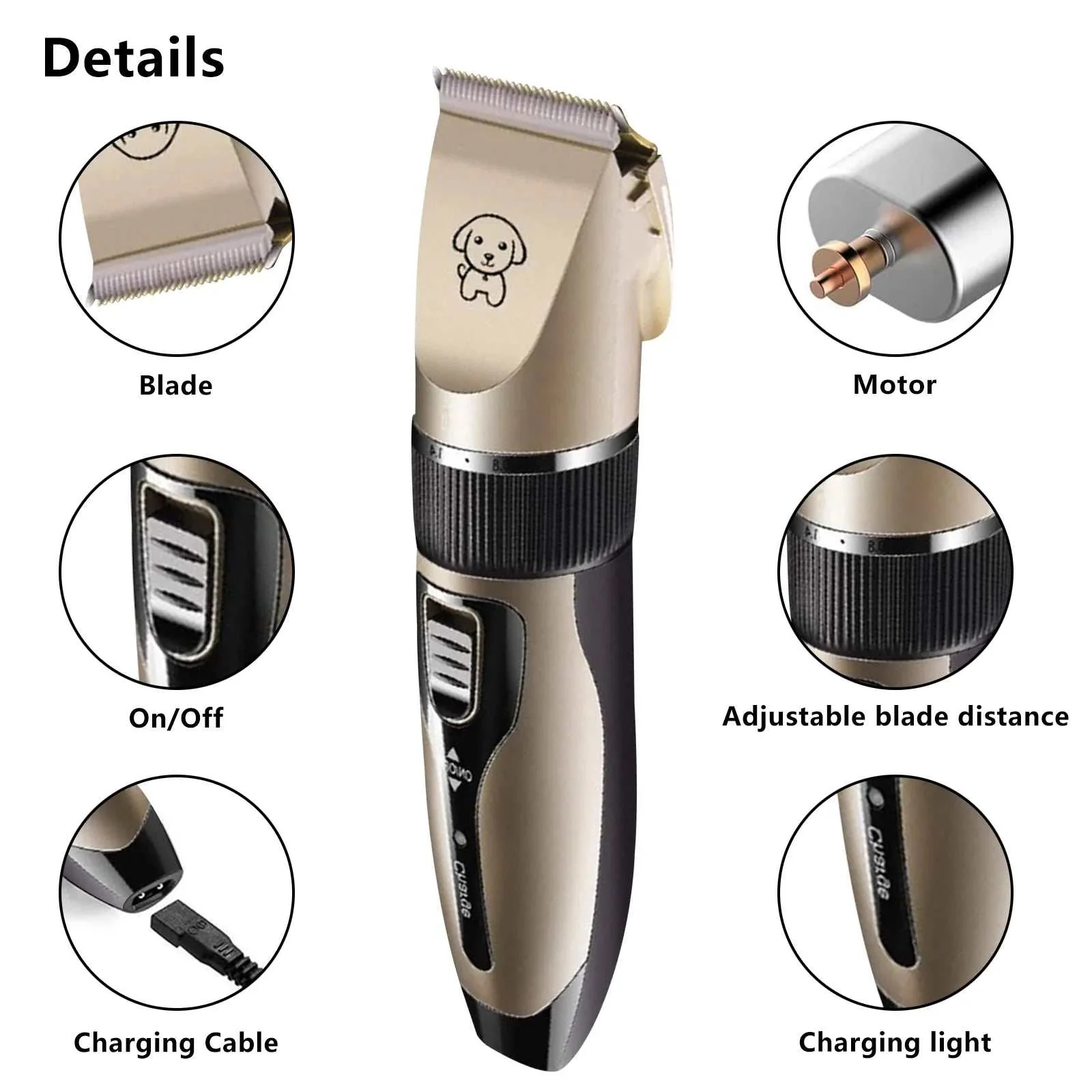 Rechargeable Dog Clippers, Low Noise Pet Shaver Dog Grooming Kit Cordless Professional Dog Hair Trimmer with Comb Scissors for Dogs Cats & Others - Image 2