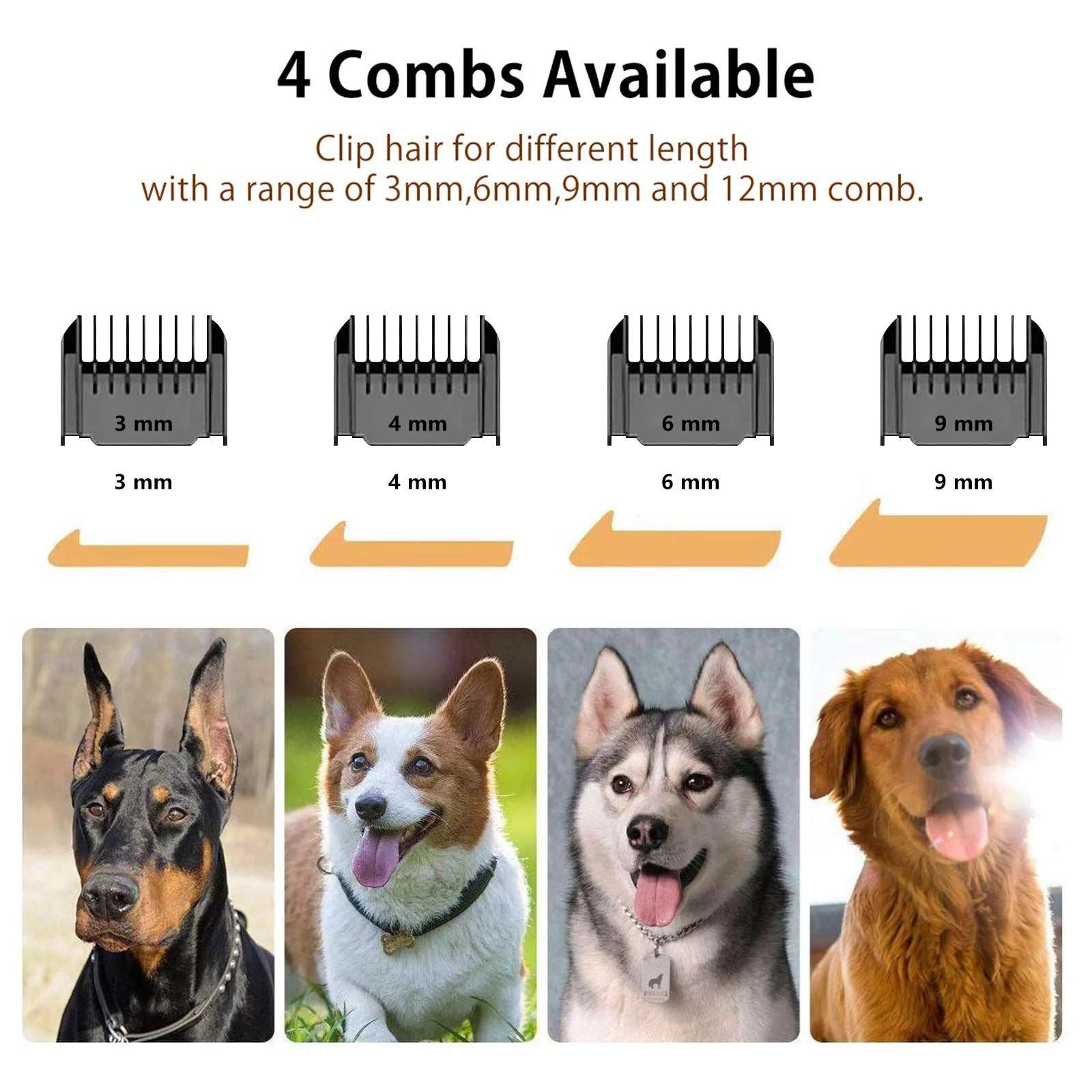 Rechargeable Dog Clippers, Low Noise Pet Shaver Dog Grooming Kit Cordless Professional Dog Hair Trimmer with Comb Scissors for Dogs Cats & Others - Image 3