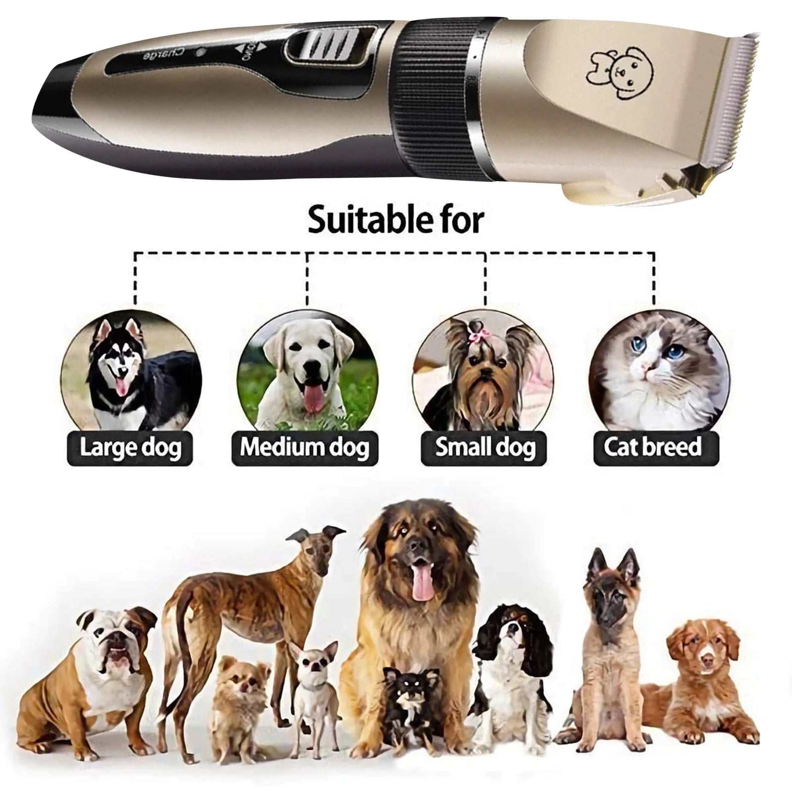Rechargeable Dog Clippers, Low Noise Pet Shaver Dog Grooming Kit Cordless Professional Dog Hair Trimmer with Comb Scissors for Dogs Cats & Others - Image 4