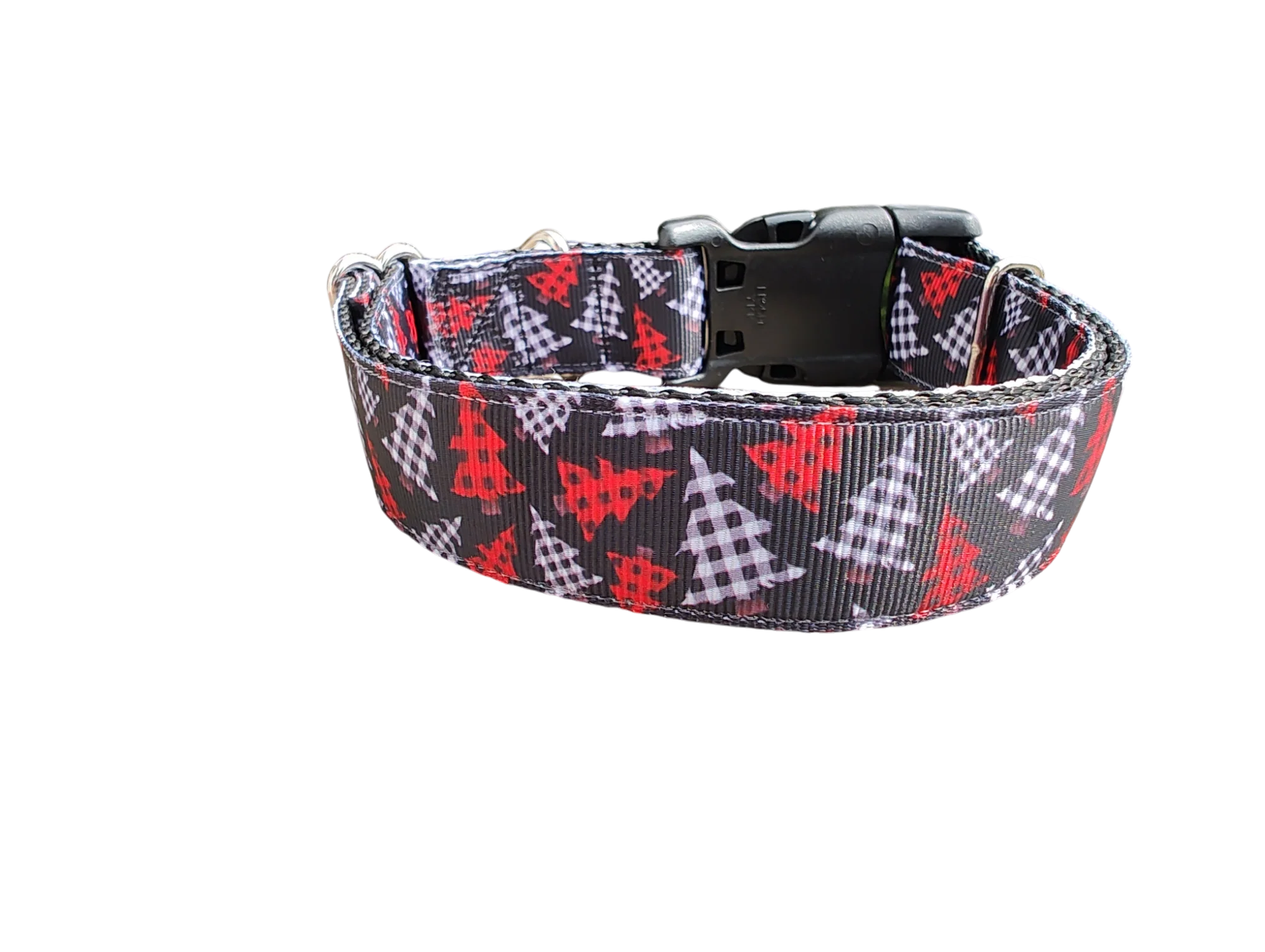Red And Black Gingham Trees Nylon Dog Collar - Image 2