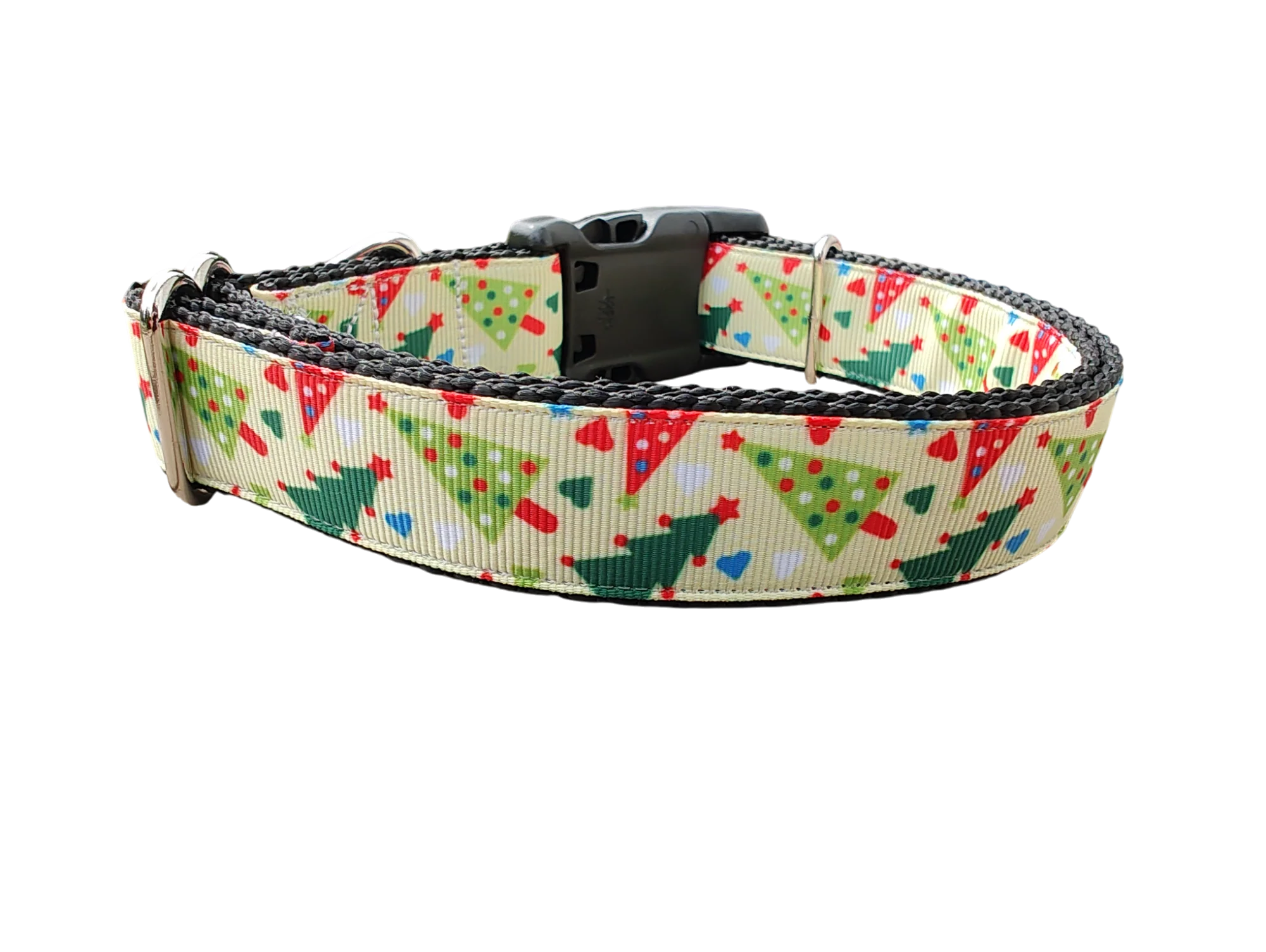 Red and Green Christmas Trees Nylon Dog Collar - Image 2