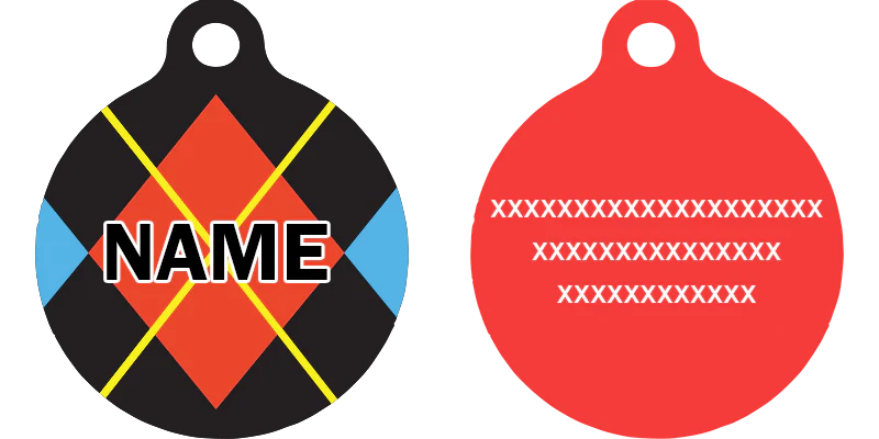 Red Argyle HD Dog ID Tag - Image 2