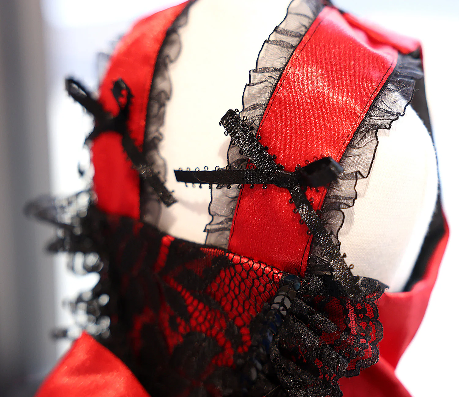 Red Black Gothic Lace Luxury Pet Dress - Image 4