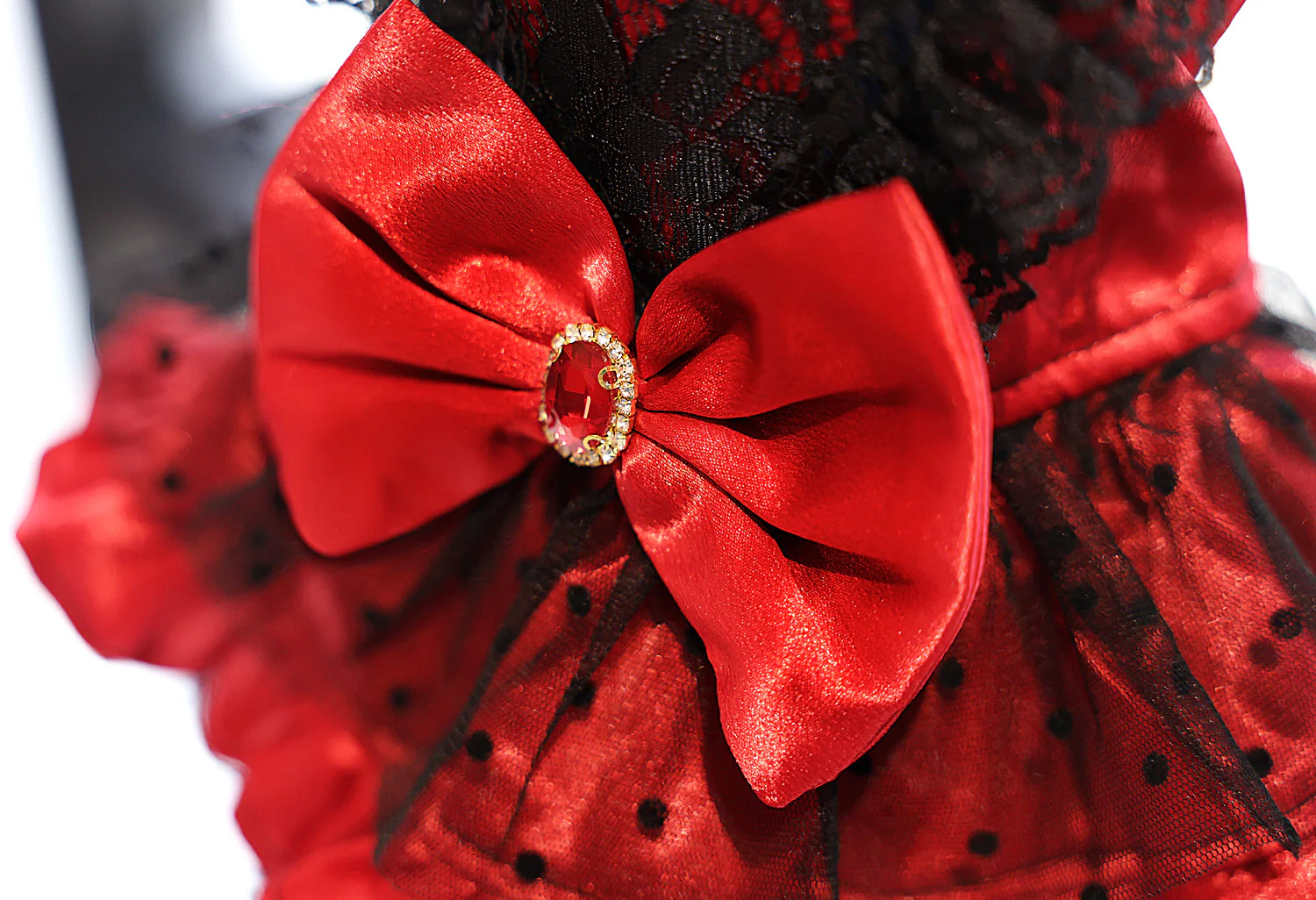 Red Black Gothic Lace Luxury Pet Dress - Image 5