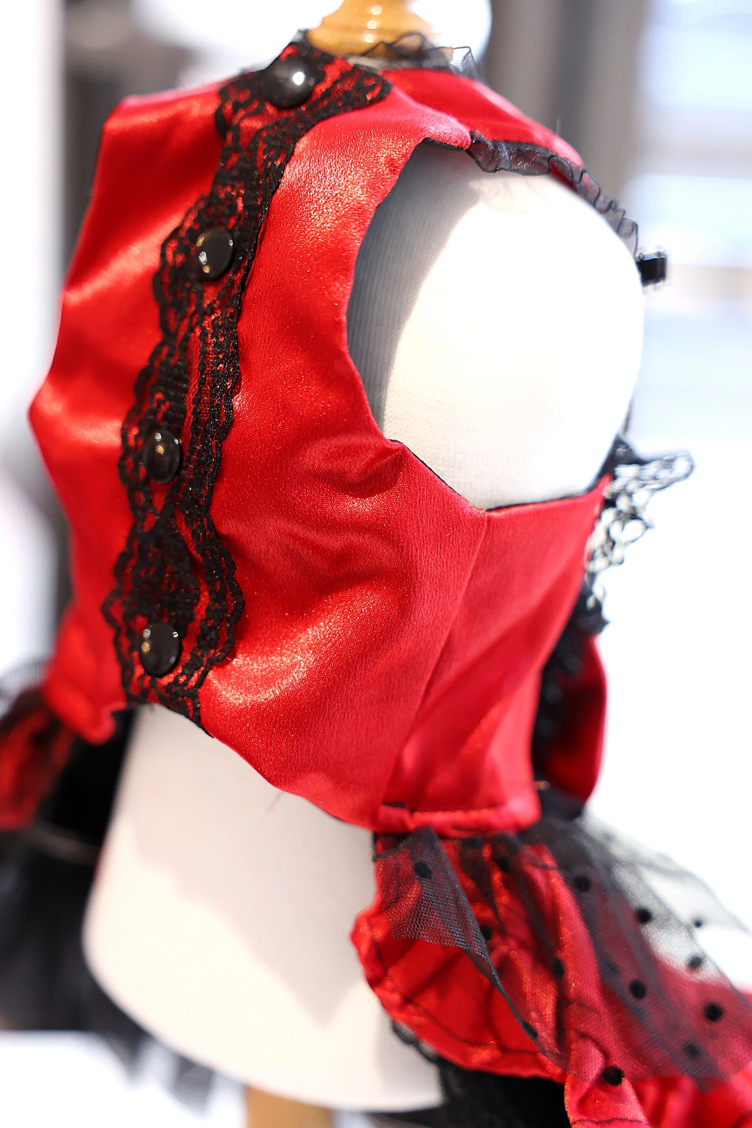 Red Black Gothic Lace Luxury Pet Dress - Image 6